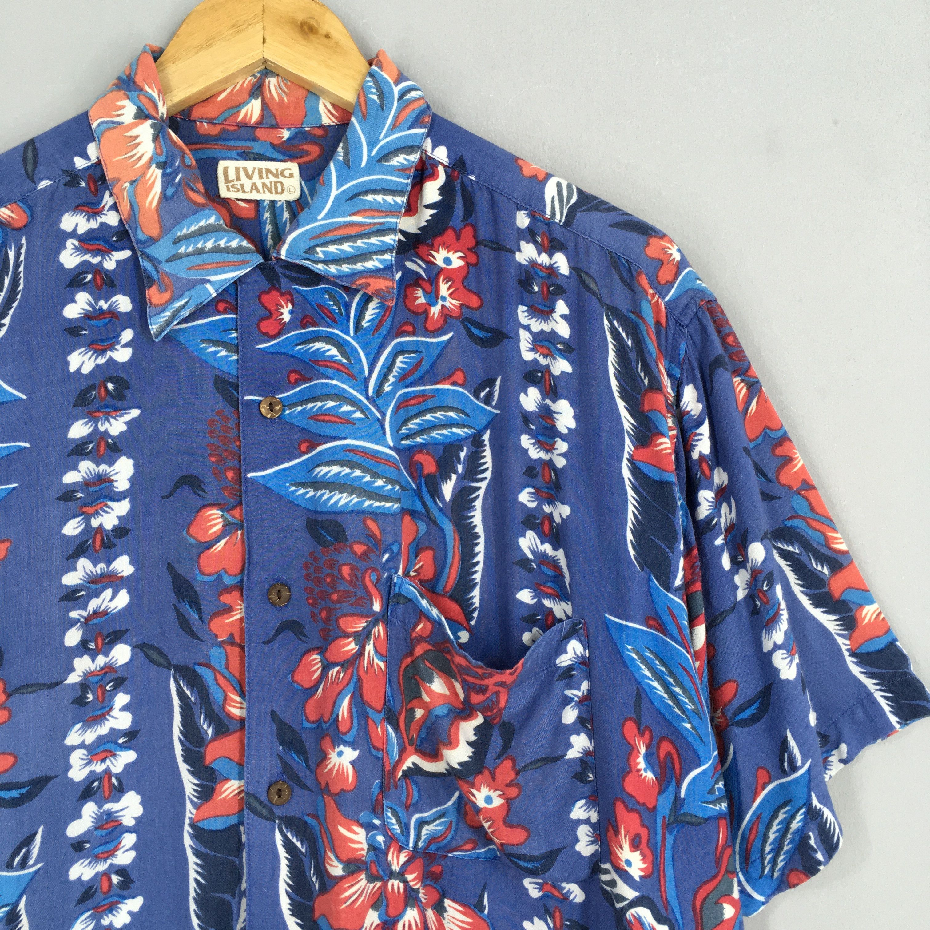 Vintage 90s Living Island Hibiscus Flower Tropical Hawaii Shirt Size US L / EU 52-54 / 3 - 2 Thumbnail