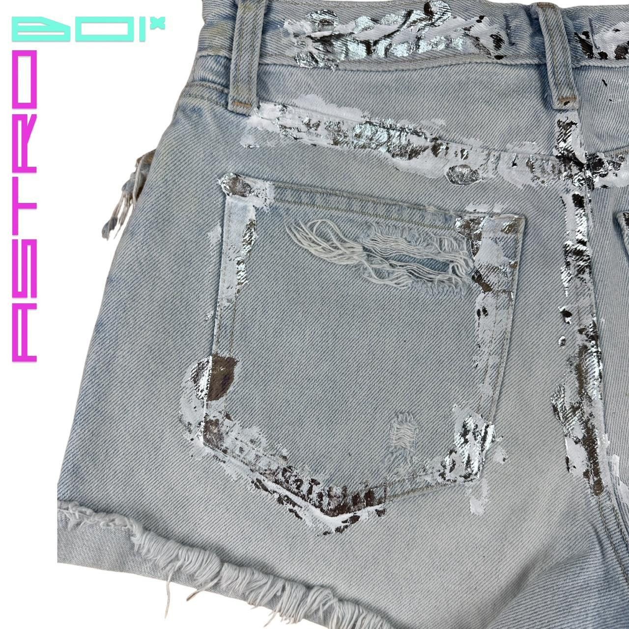 Abercrombie & Fitch Abercrombie + Fitch Blue Foiled Denim Shorts - 26" Size 26" / US 2 / IT 38 - 6 Thumbnail