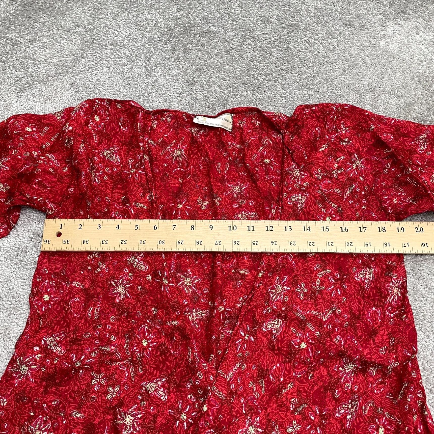 Vintage Dewi Batik Blouse Tunic Casual Red Floral Bohemian Vintage Women M Medium Lace? Size M / US 6-8 / IT 42-44 - 6 Thumbnail