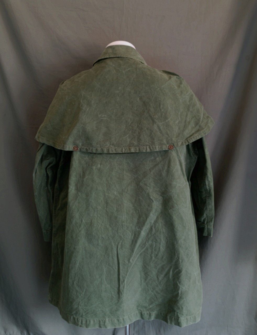 Rainforest Vintage 1960s French Army Green Canvas Rain Coat. Size US XL / EU 56 / 4 - 9 Thumbnail
