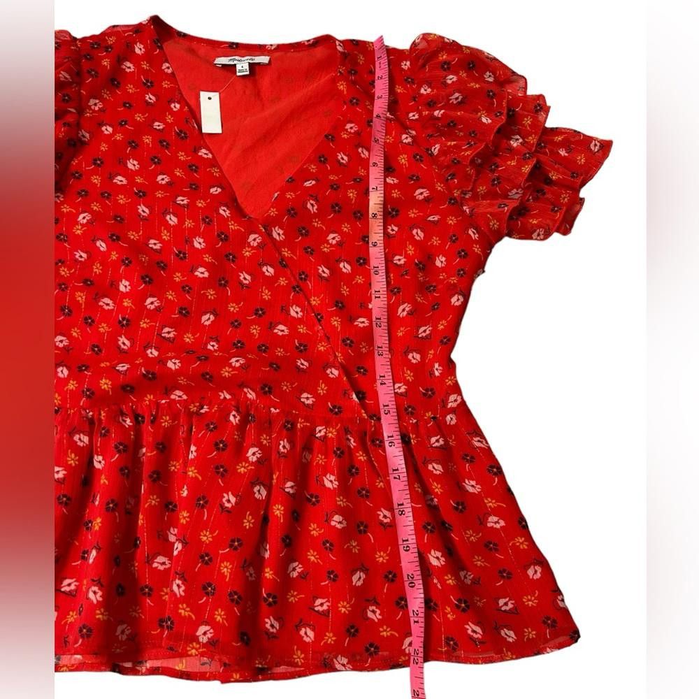 Madewell Madewell l NWT Tiered-Sleeve Peplum Top MetallicPosies Small Size S / US 4 / IT 40 - 5 Thumbnail