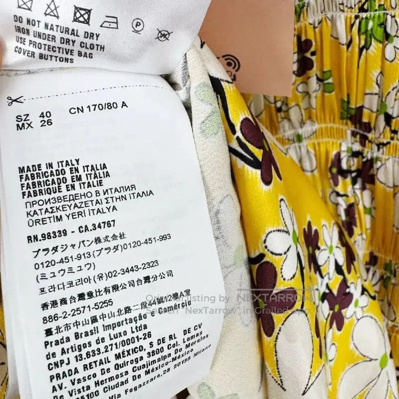 Miu Miu Miu Miu Yellow Cotton Short Sleeve Dress . Size S / US 4 / IT 40 - 5 Thumbnail