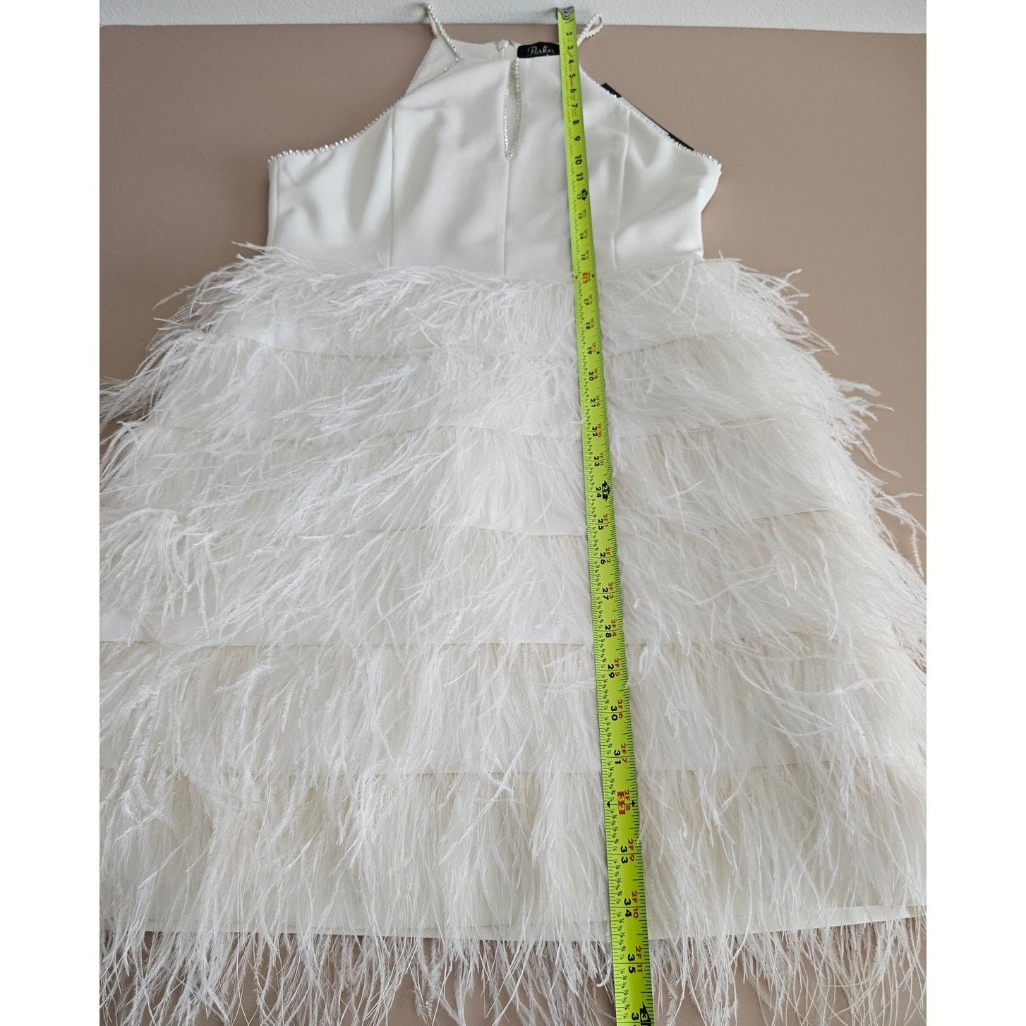 Parker Parker Black Ivory Feather Donna Mini Cocktail Party Dress 4 Size S / US 4 / IT 40 - 7 Thumbnail