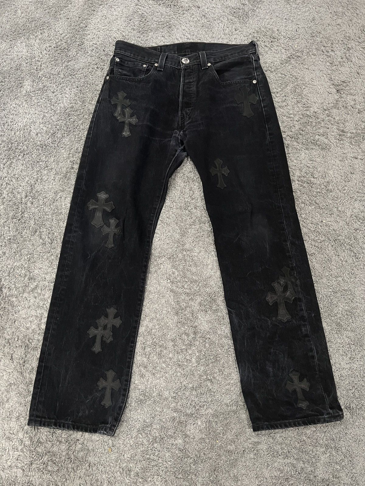 Chrome Hearts Cross Patch Jeans | Grailed