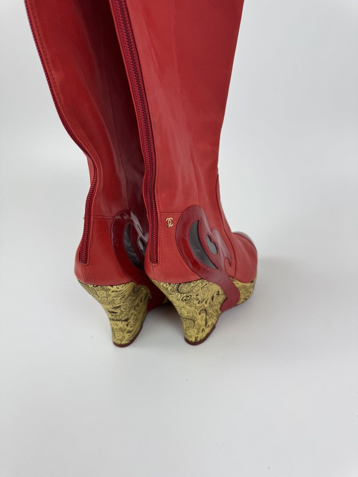 Chanel Chanel Paris Red Leather Over Knee Wadge Boots Avant Garde Size US 9 / IT 39 - 15 Thumbnail