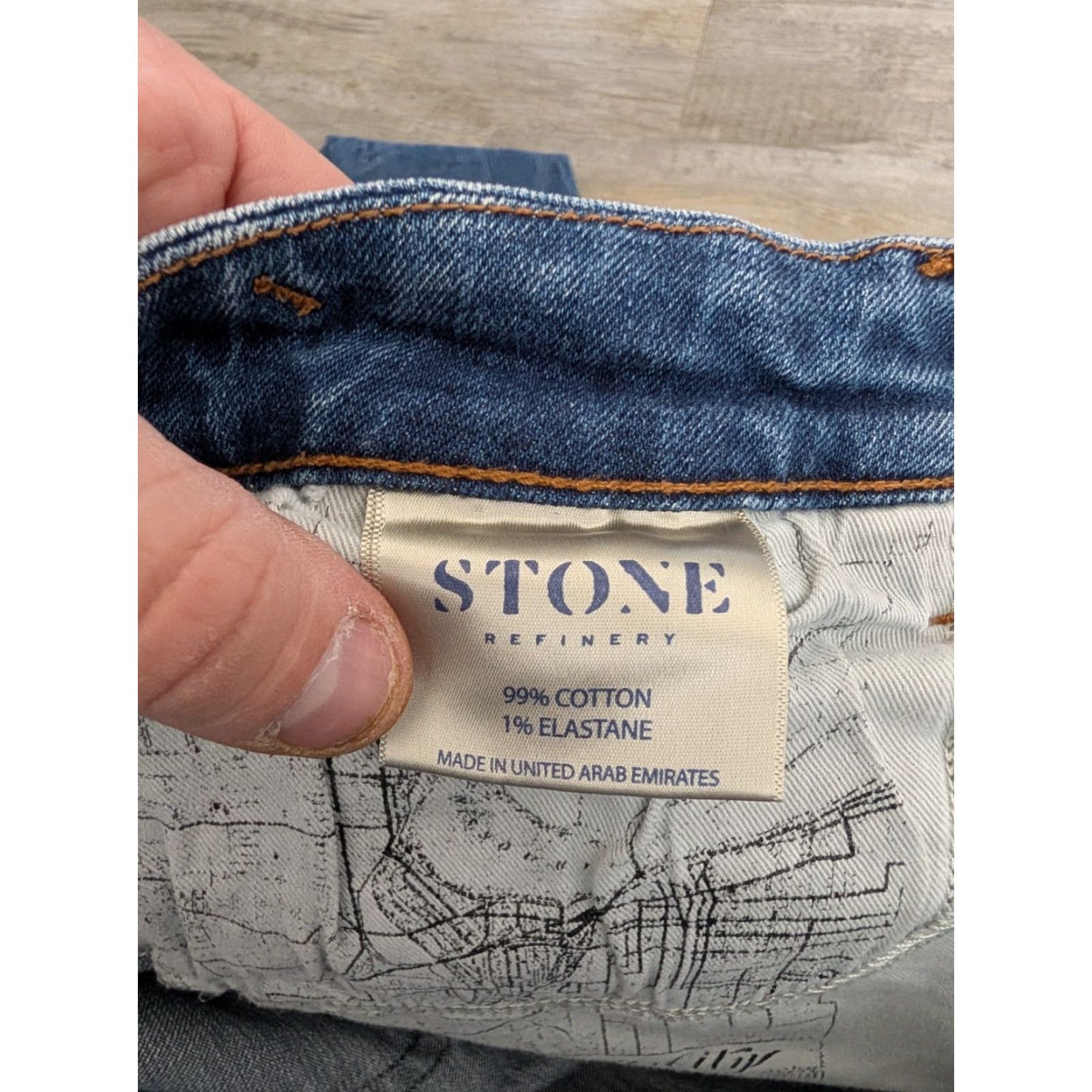 Vintage Stone Refinery The Otis Jeans Mens 33 x 34 Straight Distressed Blue Cotton Spandex Regular Denim 5-Pocket Adapted Vintage No Size US 33 - 7 Thumbnail