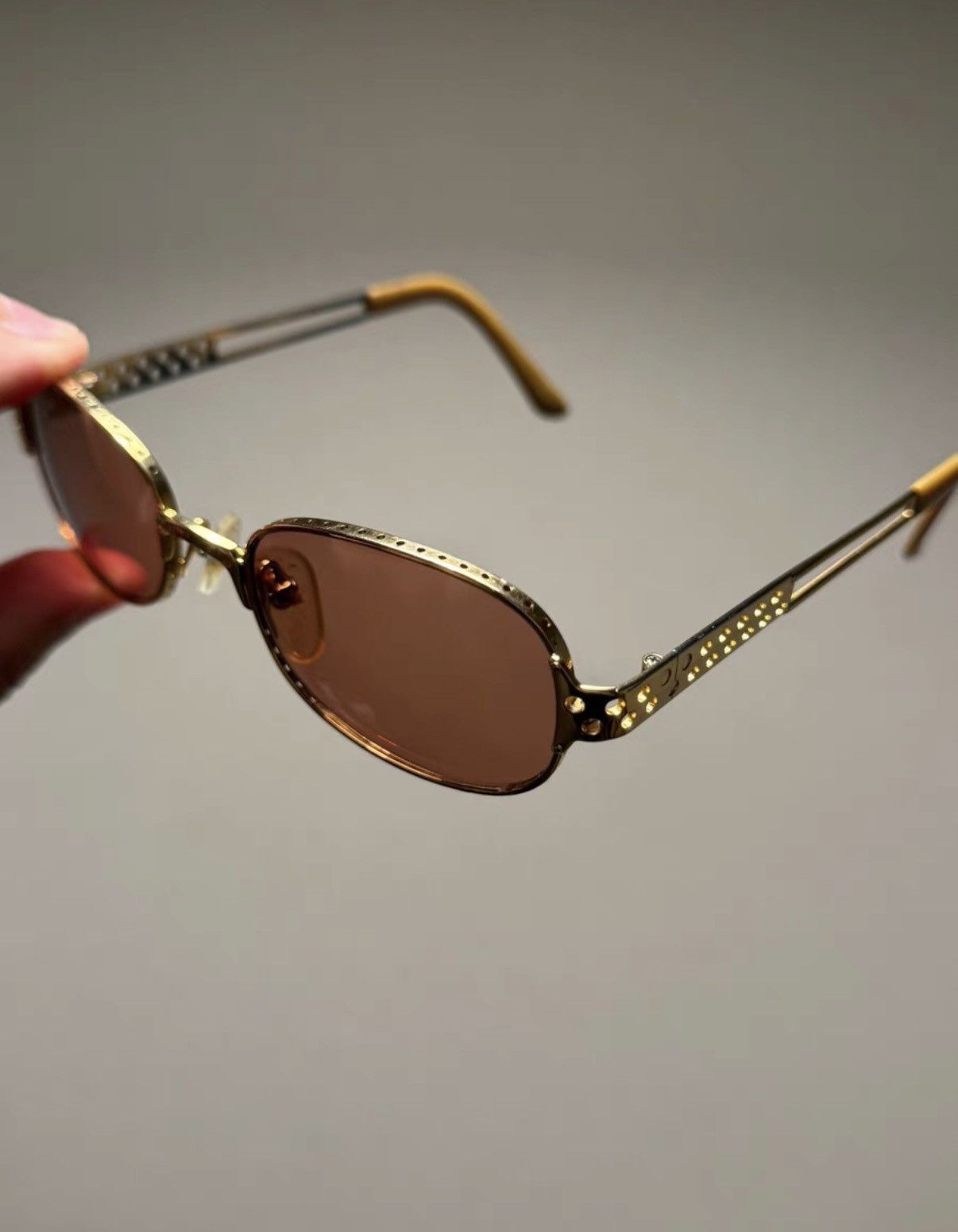 Jean Paul Gaultier Jean Paul Gaultier Gold Rim Perforated Sunglasses K24 Size ONE SIZE - 4 Thumbnail