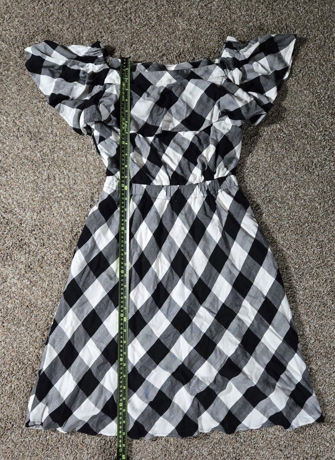 Designer Black And White Gingham Off The Shoulder Dress By Beauport S Size S / US 4 / IT 40 - 2 Thumbnail