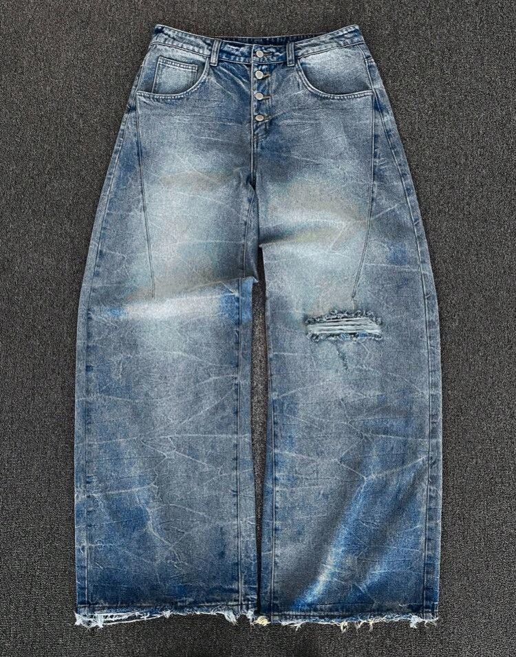 Jean Hikaru x Juri Retro Distressed ripped baggy Jeans Size US 37 - 1 Thumbnail