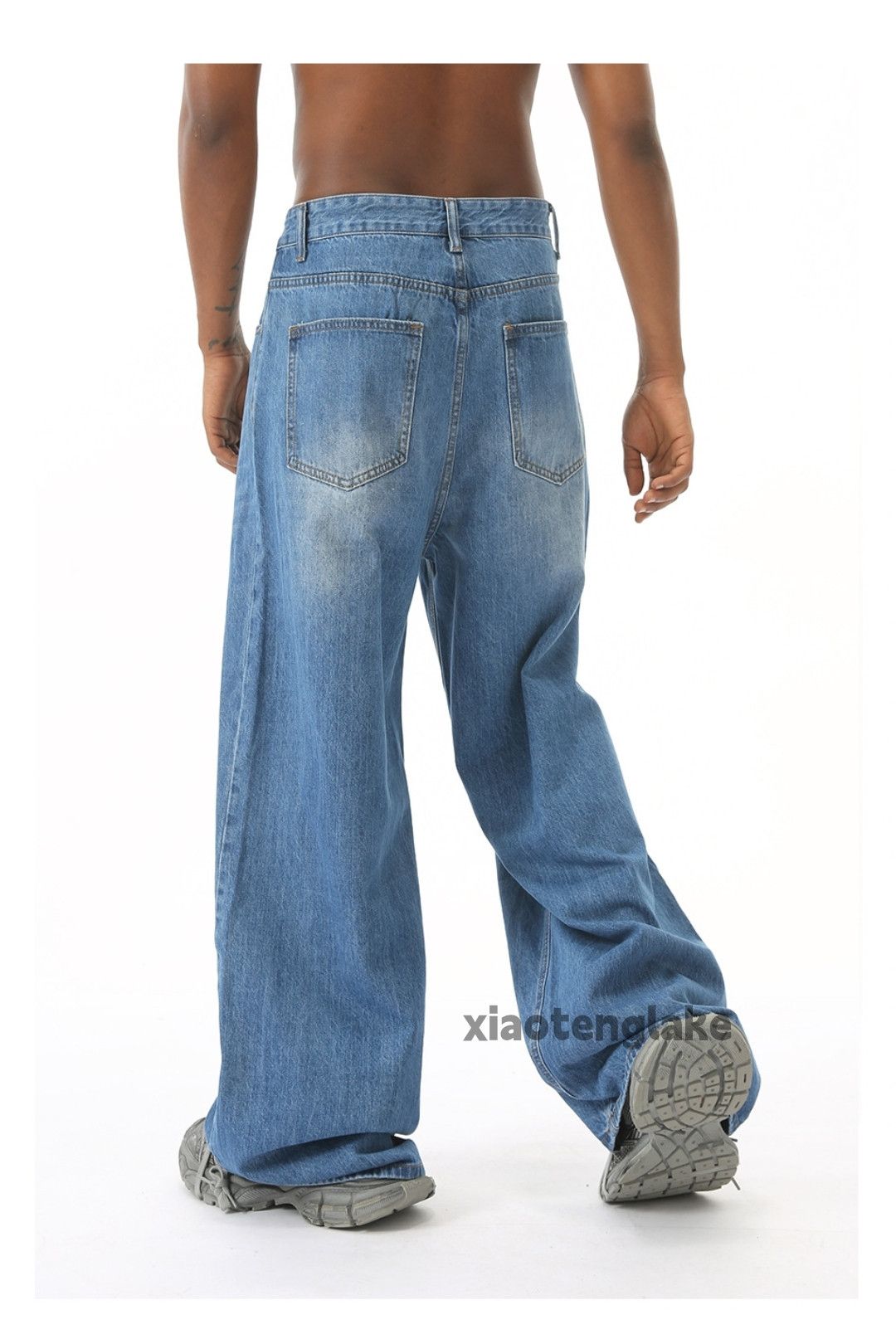 Jean × Vintage washed faded cleanfit pleated flared loose baggy jeans Size US 32 / EU 48 - 5 Thumbnail