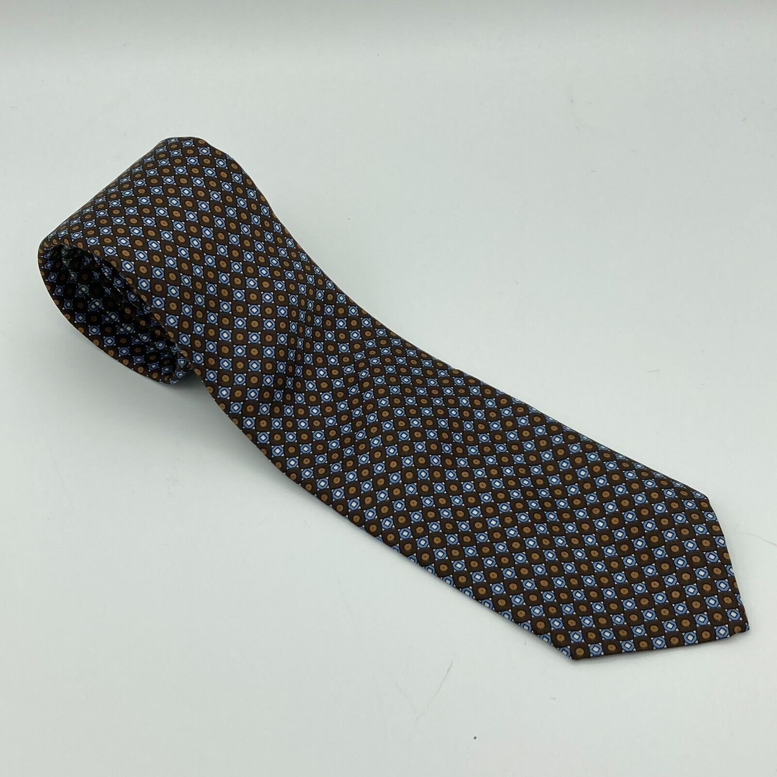 Dior Christian Dior Cravate Men's Tie Gold and Blue Geometric Size ONE SIZE - 1 Thumbnail