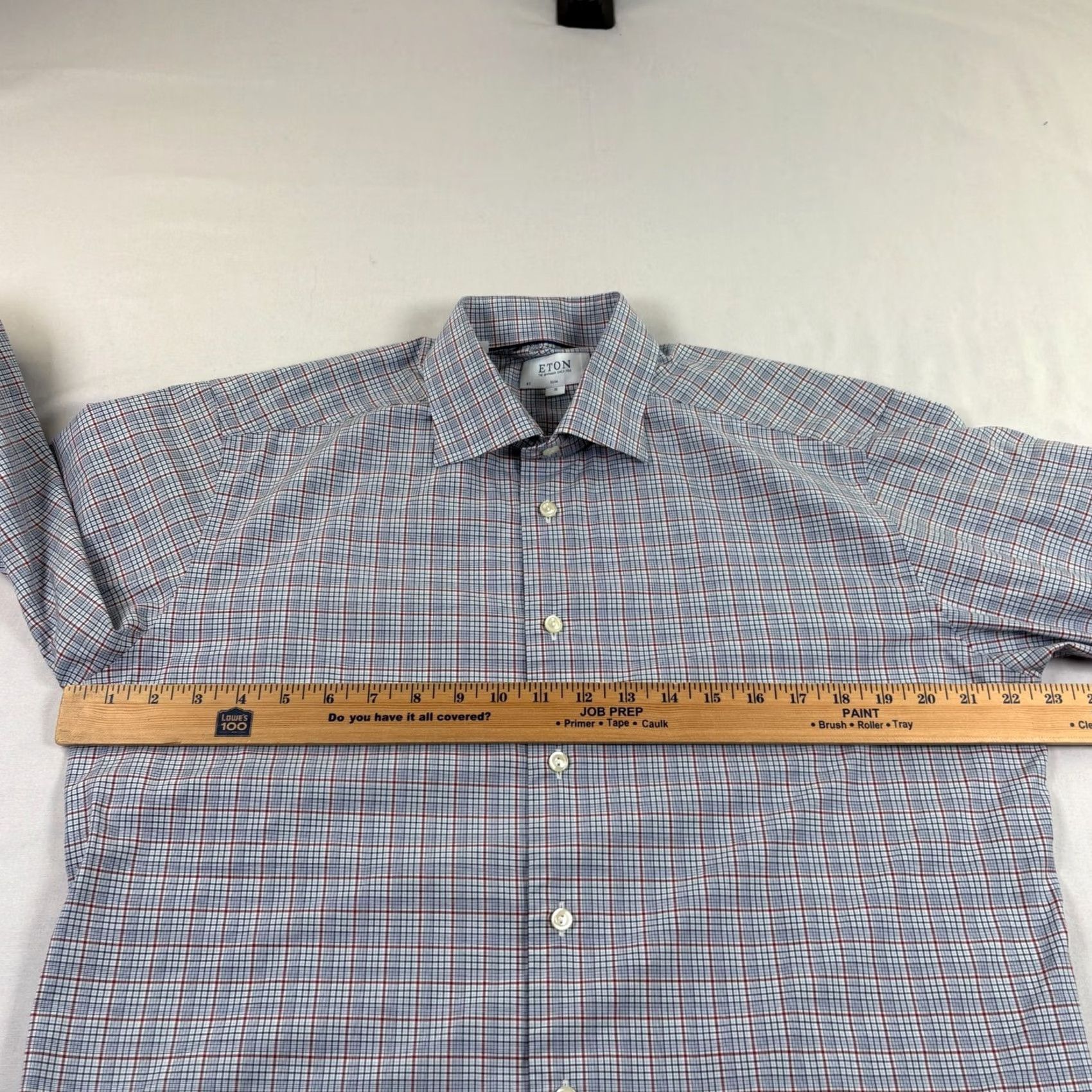 Eton Eton Shirt XL Blue Plaid Button-Up Long Sleeve Slim Fit Casual Mens Size US XL / EU 56 / 4 - 4 Thumbnail