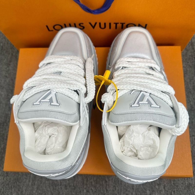 Louis Vuitton Louis Vuitton Silver Trainer Maxi Low Top Sneakers - Size US 8.5 / EU 41-42 - 3 Thumbnail