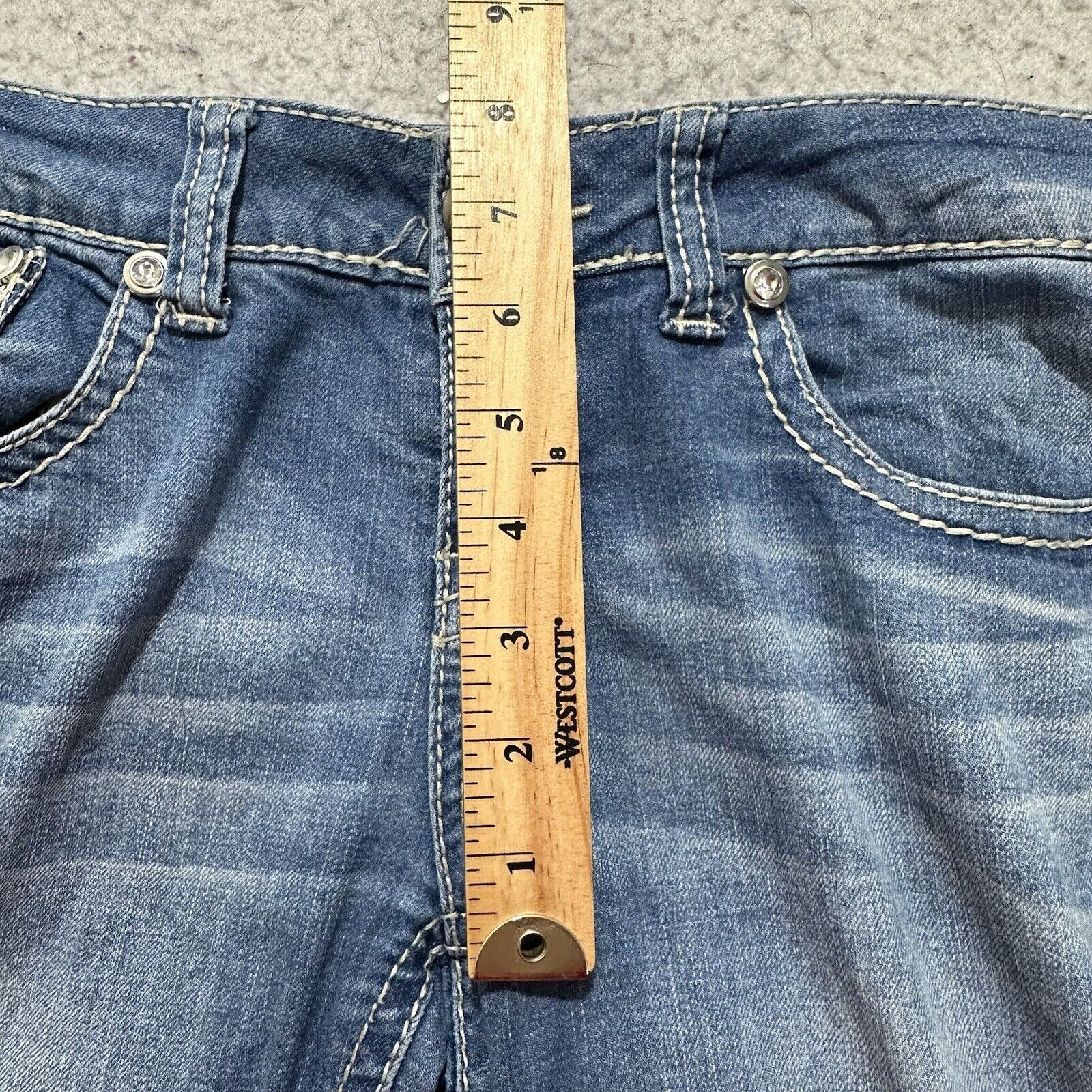 Request Jeans Request Jeans 32x30 Y2K Low Rise Blue Embellished Pocket Size 32" / US 10 / IT 46 - 11 Thumbnail