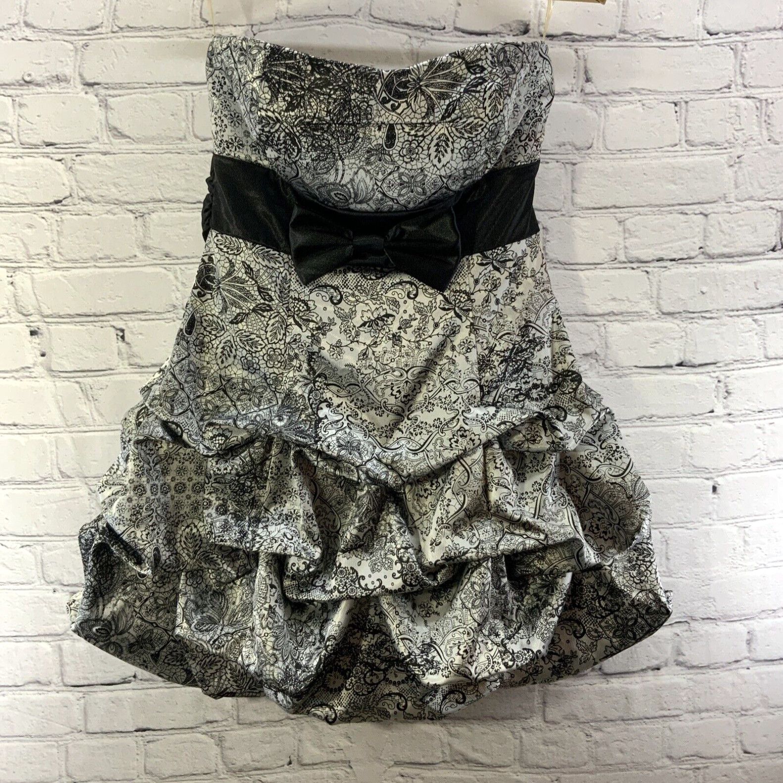 Vintage Ruby Rox Cocktail Prom Dress Juniors Sz 11 Black Gray Strapless  Short | Grailed