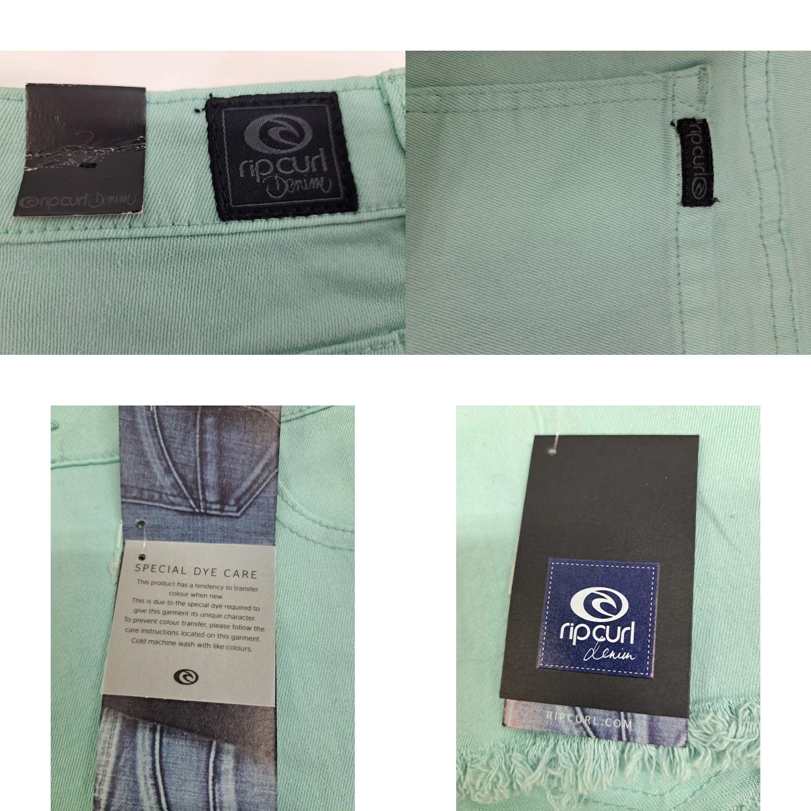 Rip Curl Rip Curl Women's Cheeky Beachy Denim Shorts Teal Green Size 3 Regular Waist 2 in. Inseam Button Zipper Pockets Cotton Spandex Vintage No Size 26" / US 2 / IT 38 - 8 Thumbnail