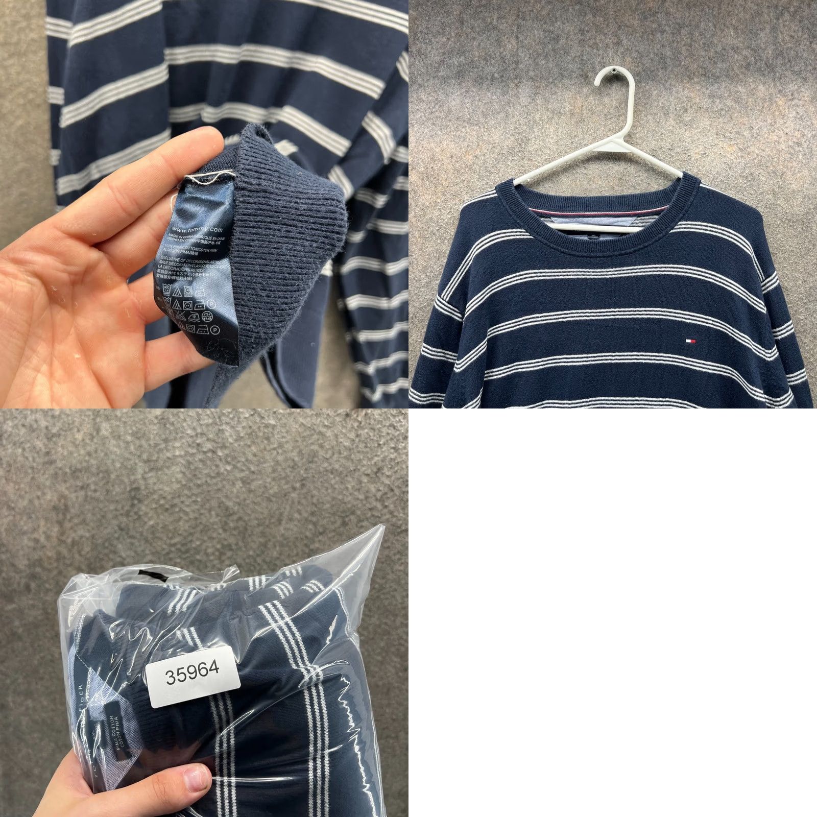 Tommy Hilfiger VINTAGE Tommy Hilfiger Sweatshirt Mens XXL Blue Striped Crewneck Pima Cotton Pullover Size US XXL / EU 58 / 5 - 8 Thumbnail