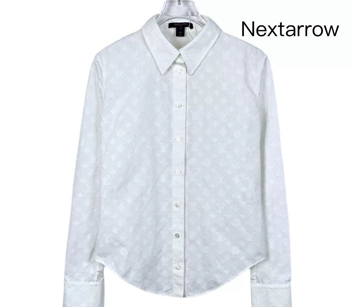 Louis Vuitton LV white floral printed long sleeved shirt