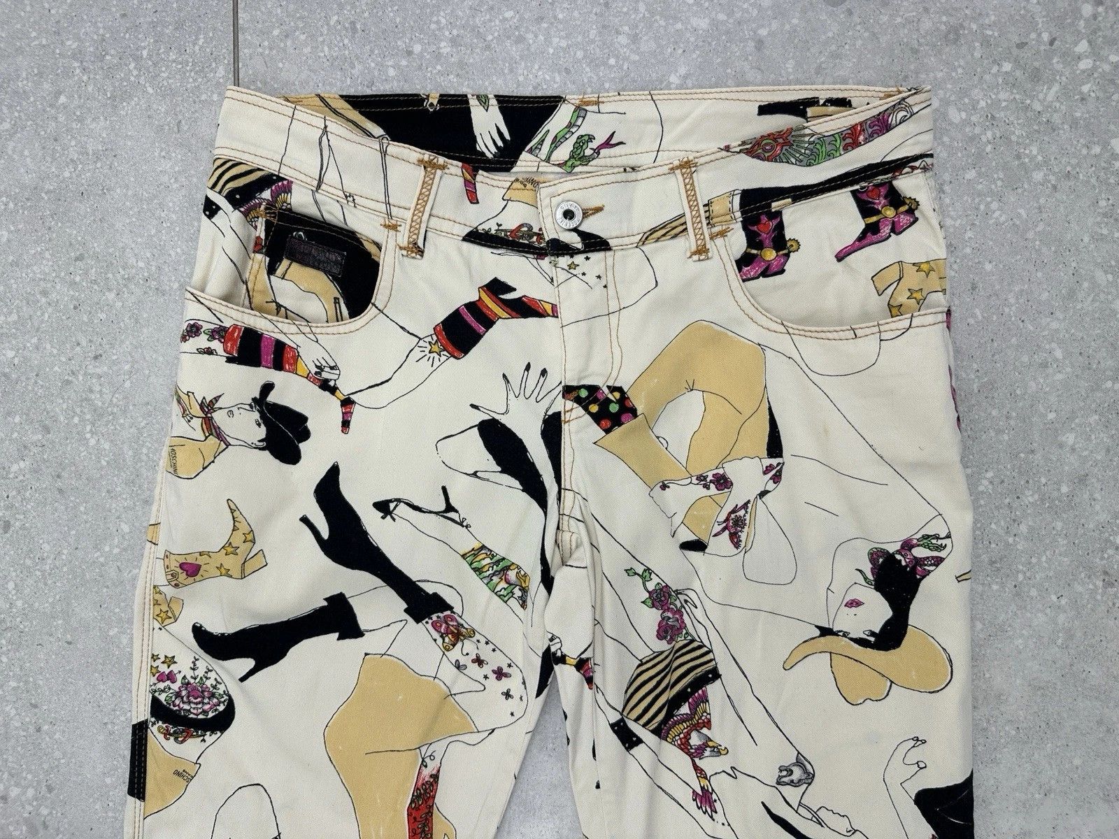 Moschino Vintage 90s Moschino Jeans Donna Womens Pants People Print Size 32" / US 10 / IT 46 - 3 Thumbnail