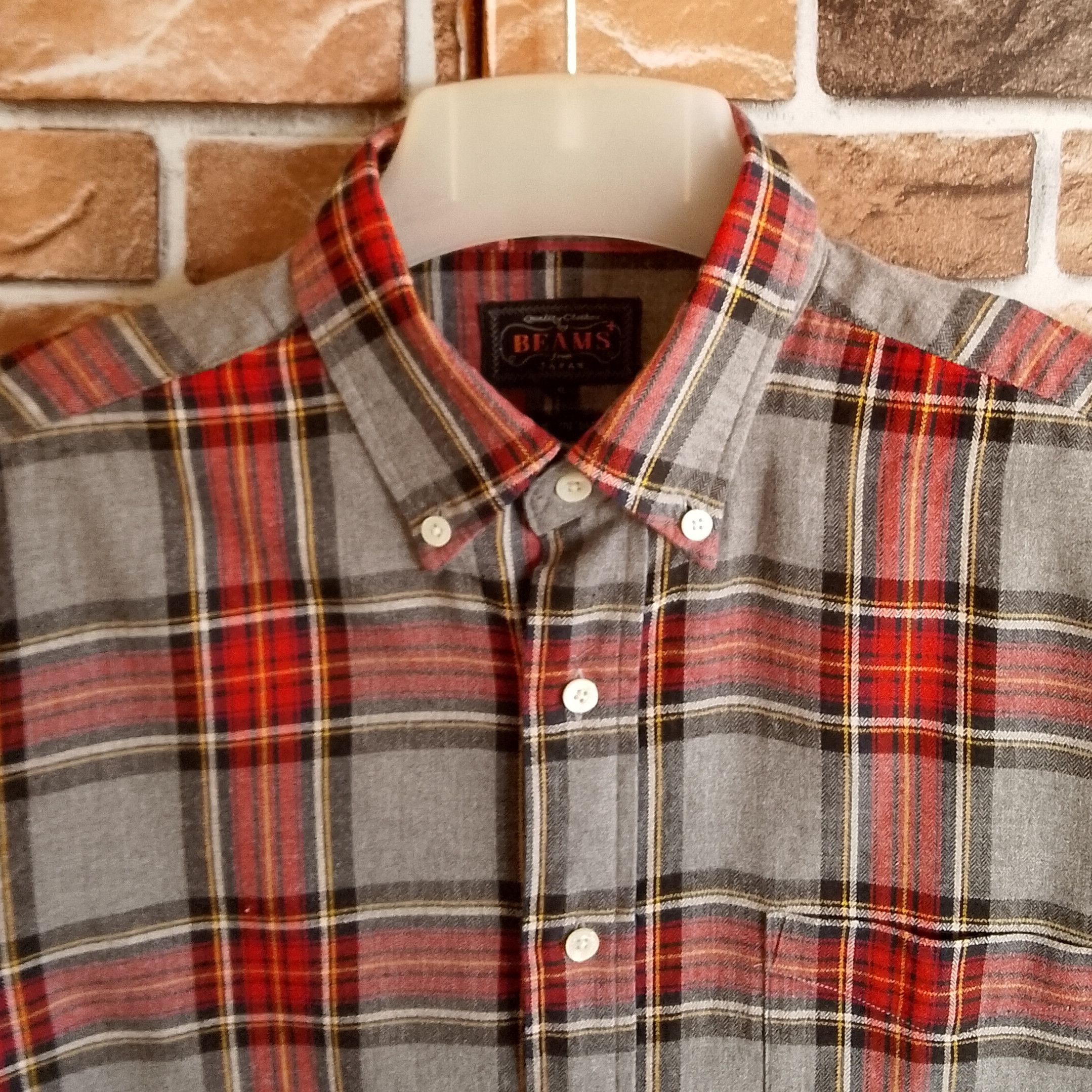 Beams Plus 100% Cotton Red/Gray Gingham Plaid Lightweight Flannel Size US S / EU 44-46 / 1 - 3 Thumbnail
