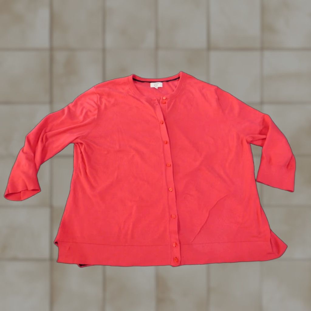 Vintage Crown & Ivy Sweater Cardigan Womens 2X Pink Cable-Knit Stretch Cotton Nylon Button Up Raglan Long Sleeve Plus Size Regular 2X Women Size XXL / US 16-18 / IT 52-54 - 1 Thumbnail