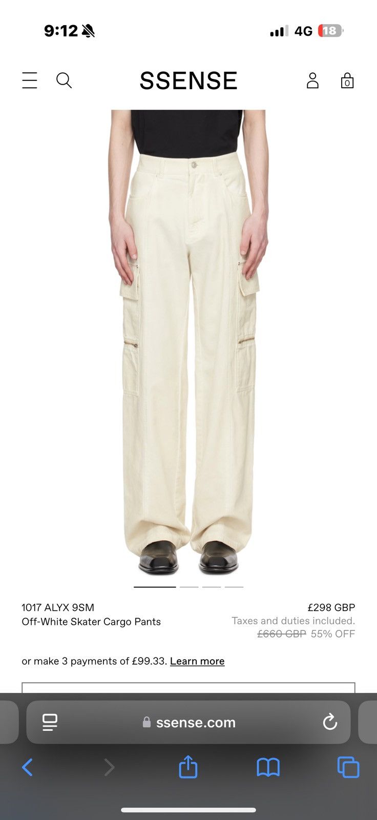 1017 ALYX 9SM Skater Cargo Pants Off-White Size US 28 / EU 44 - 2 Thumbnail