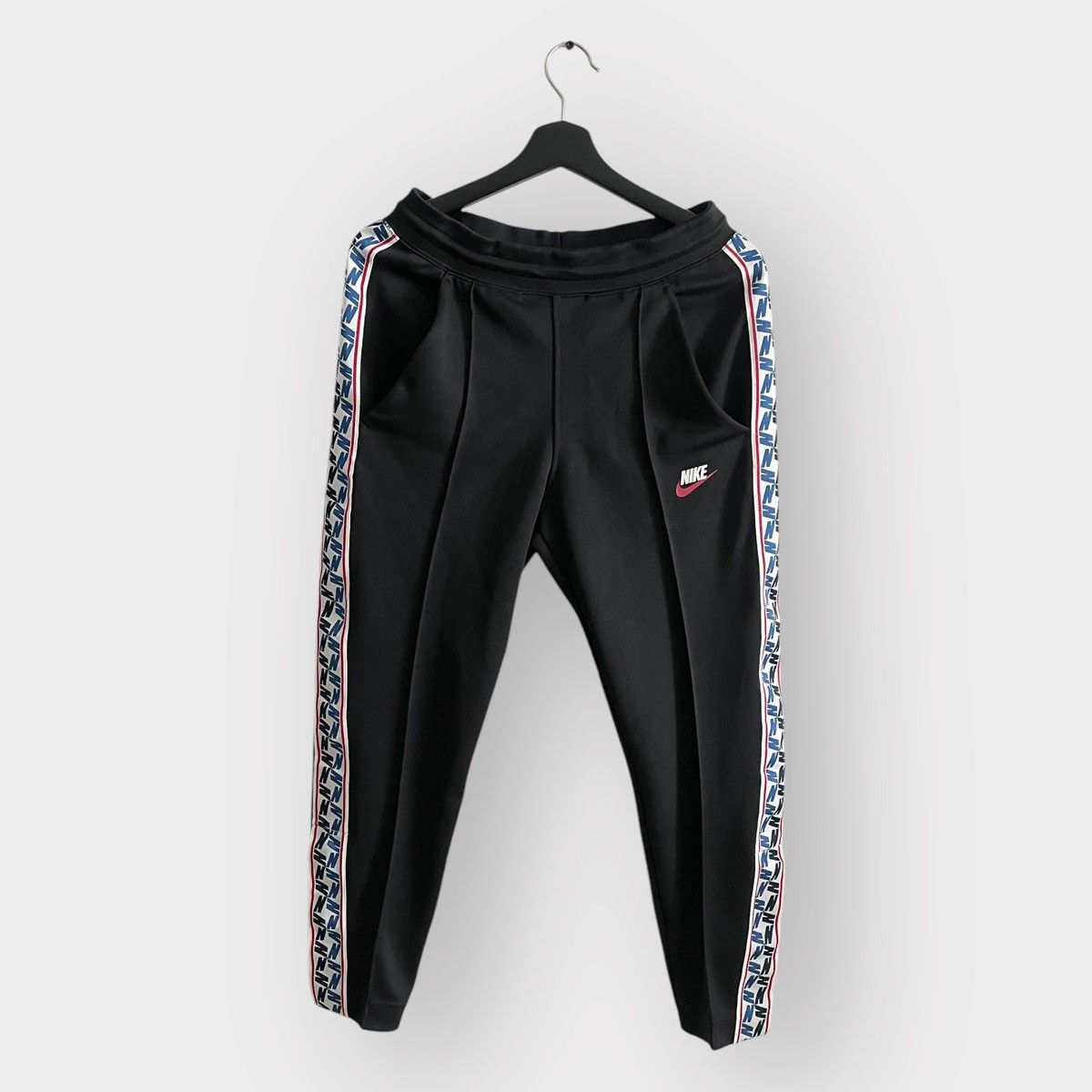 Nike STEAL! 2000s Nike Black Sail Taped Poly Track Pants Size US 30 / EU 46 - 1 Thumbnail