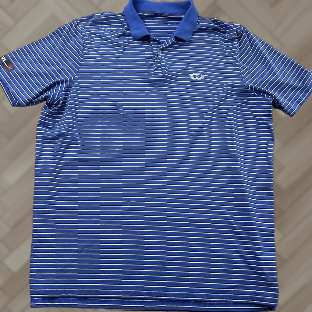RLX Ralph Lauren RLX Ralph Lauren Short Sleeve Striped Polo Shirt XL Blue Mens Button-Up" Size US XL / EU 56 / 4 - 1 Thumbnail
