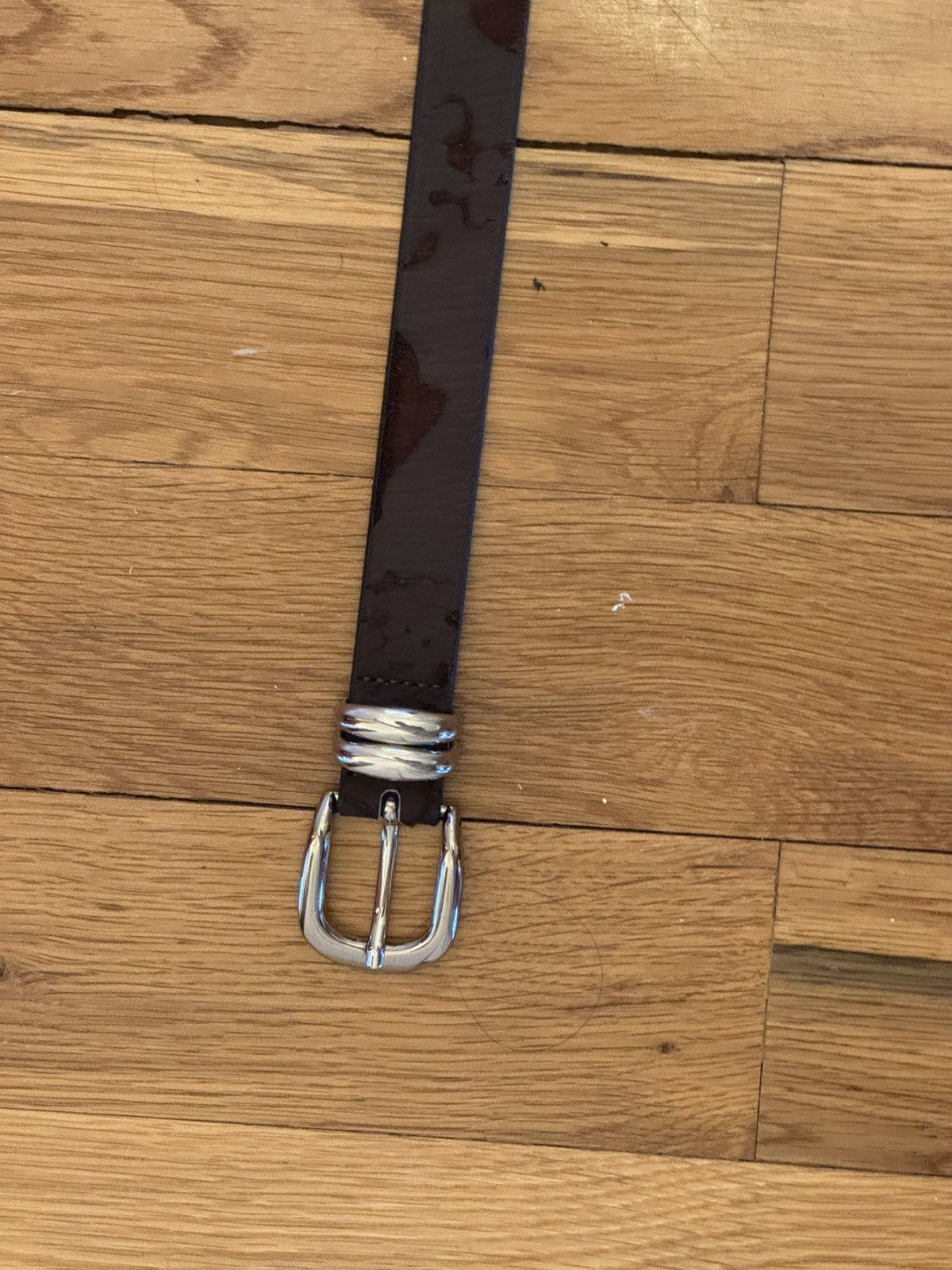 Other Pearled Ivory Pony Hair Leather Belt Size 34 - 2 Thumbnail