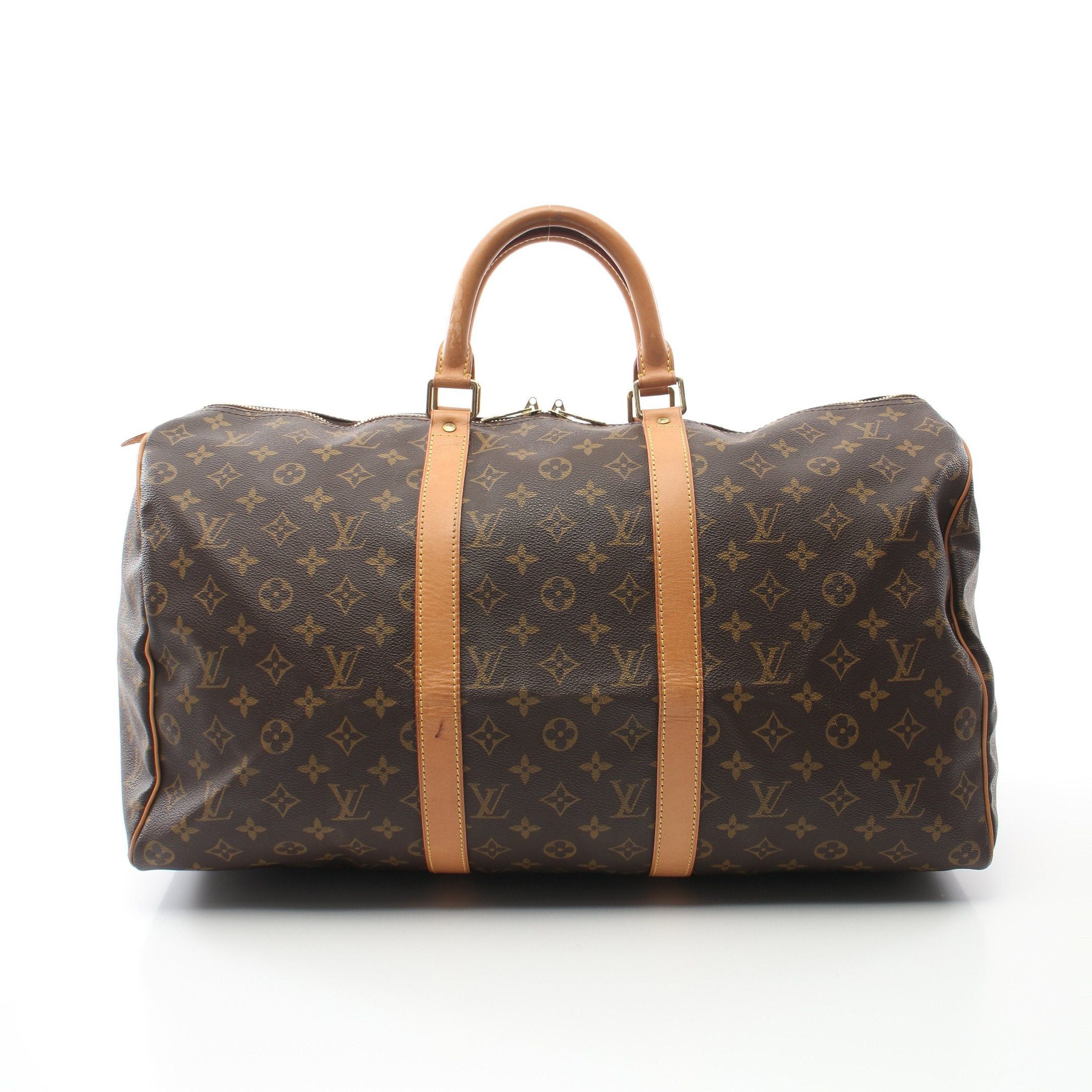Louis Vuitton Louis Vuitton Keepall 50 Monogram Boston Bag Leather Brown Size ONE SIZE - 1 Thumbnail