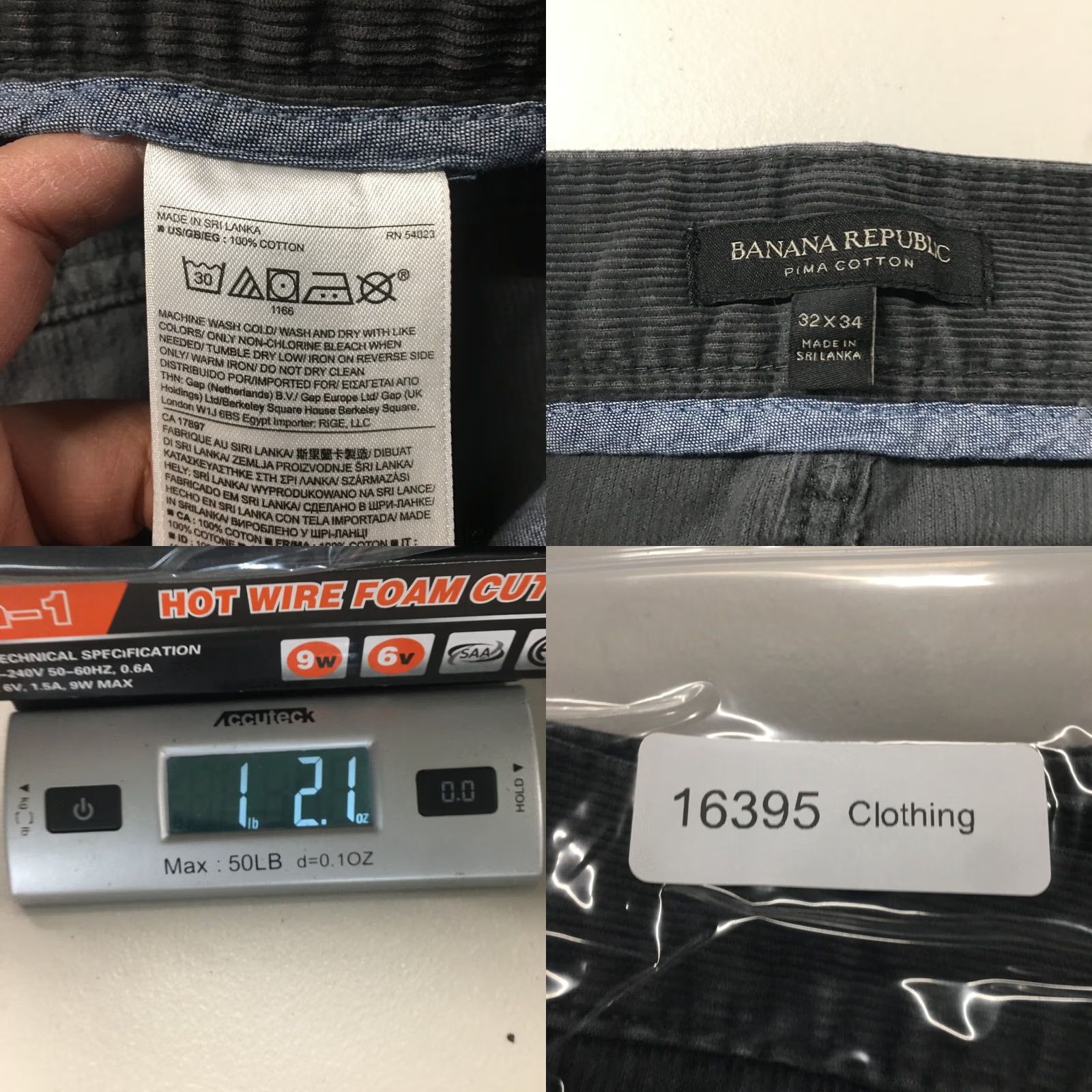 Banana Republic Banana Republic Jeans Skinny Corduroy Mens 32x34 Grey Mid Rise, 5-Pocket Denim Pants 33x33 Inseam 33 Size US 33 - 9 Thumbnail