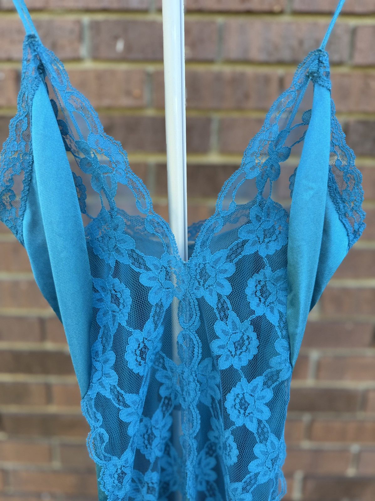 Other Vtg Val Mode Lingerie Slip Dress Nightgown Teal Lace Long Size S / US 4 / IT 40 - 4 Thumbnail