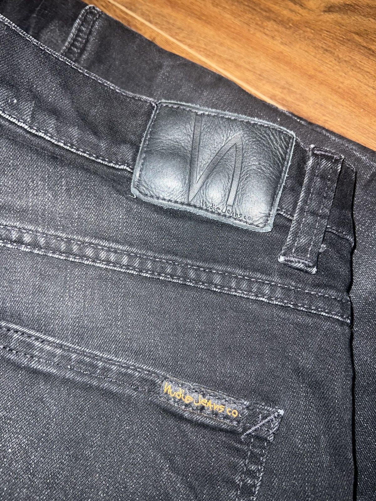 Nudie Jeans 1006533 Nudie Lean Dean Black Star Jeans Size US 34 / EU 50 - 10 Thumbnail