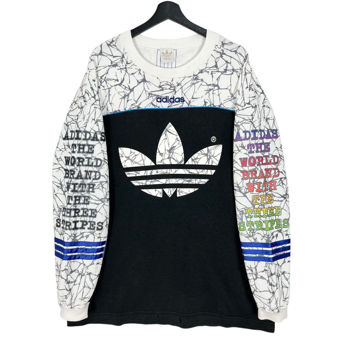 Adidas × Vintage Vintage 90s Adidas Trefoil Big Logo Sweatshirt Size US L / EU 52-54 / 3 - 1 Thumbnail