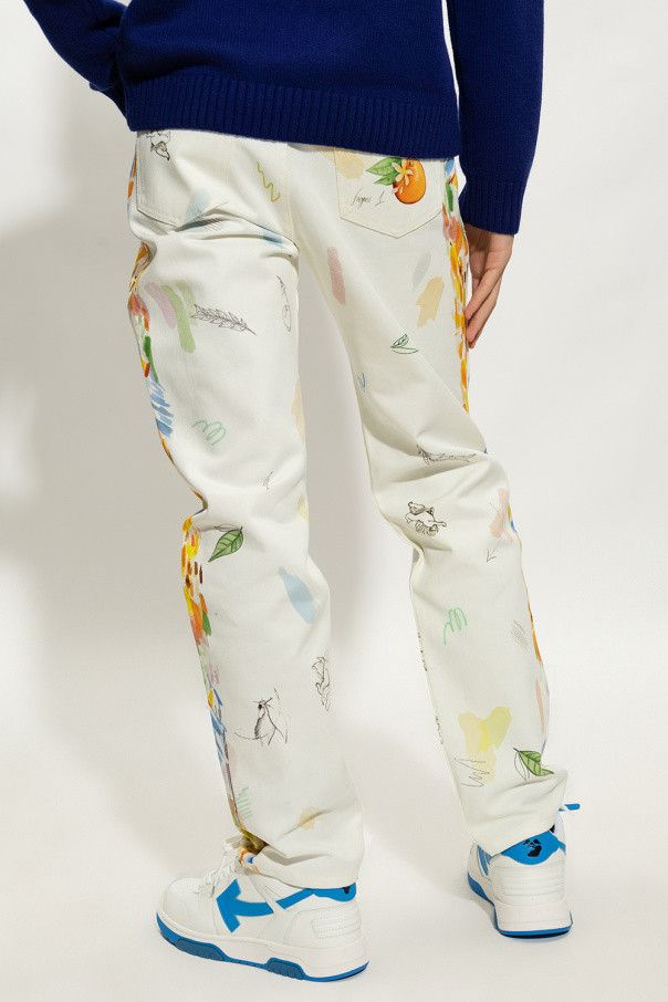 Casablanca White Work In Progress Paint Straight Jeans Size US 27 - 5 Thumbnail