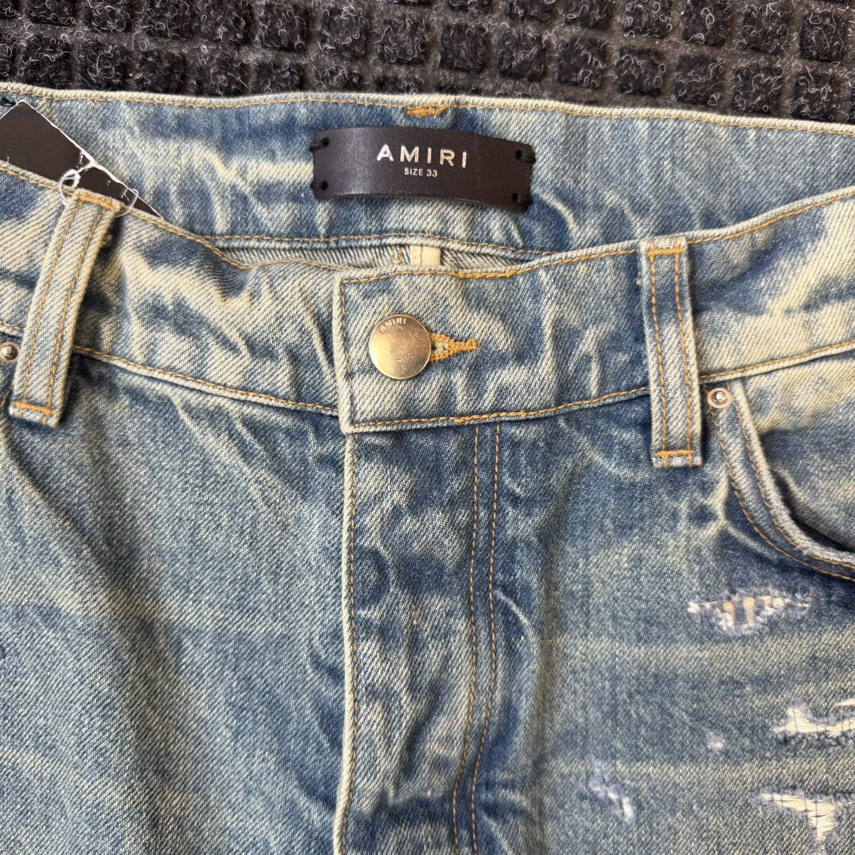 Amiri Amiri Blue Relaxed Boro Repair Jeans Size US 33 - 2 Thumbnail