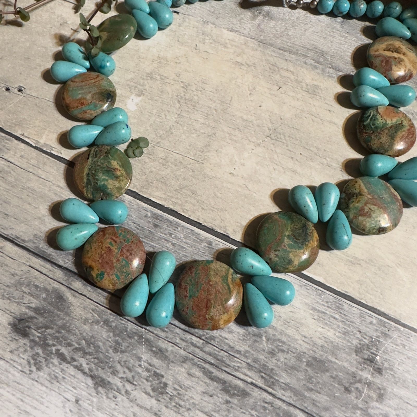 The Unbranded Brand Vintage Turquoise & Jasper Statement Gemstone Necklace Size ONE SIZE - 2 Thumbnail