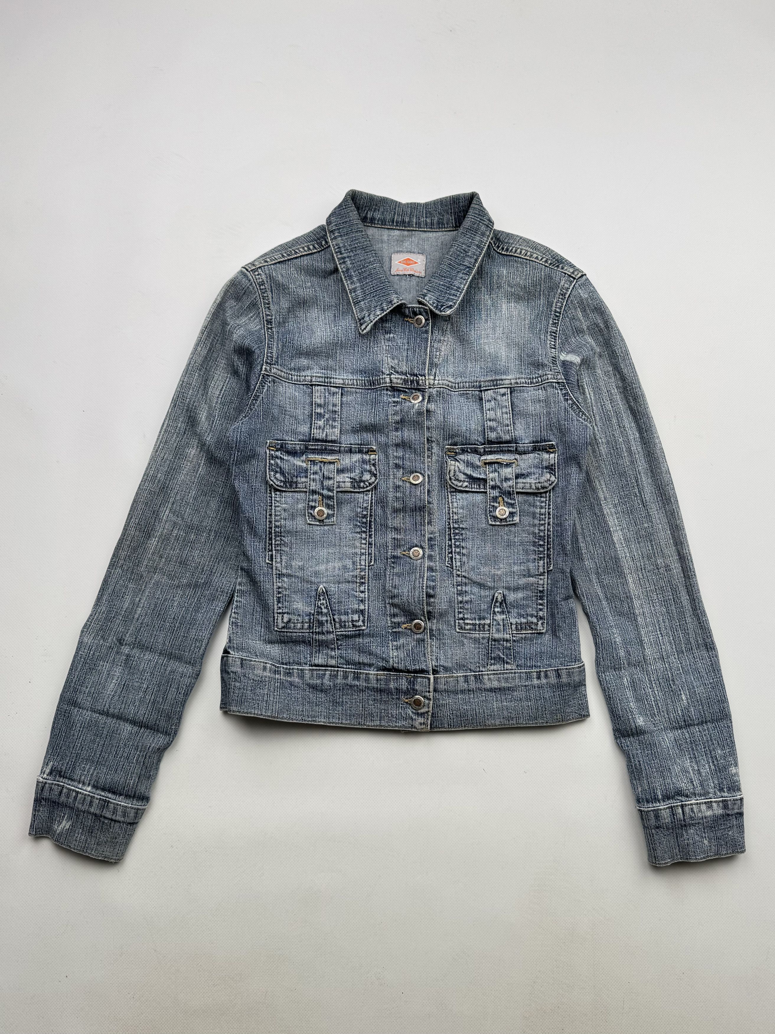 Vintage 90's Denim Cropped Jacket With Bondage Pocket B92(V483)E2 Size XS / US 0-2 / IT 36-38 - 1 Thumbnail
