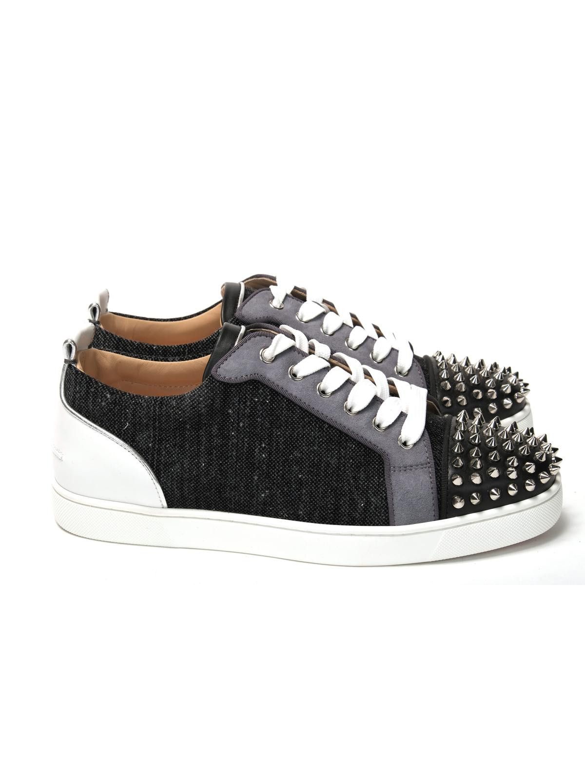 Christian Louboutin Black Multi/Marine Mat Louis Junior Spikes