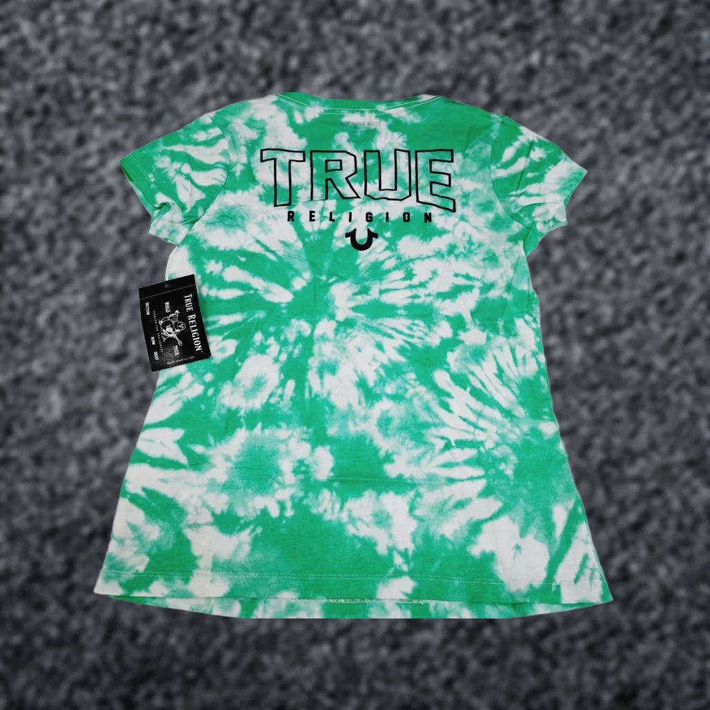 True Religion True Religion Buddha Logo V-Neck Tee T-Shirt L Mint Tie Dye Women’s Regular Size Green TieDye Graphic Print 100% Cotton Short Sleeve NWT Size L / US 10 / IT 46 - 1 Thumbnail