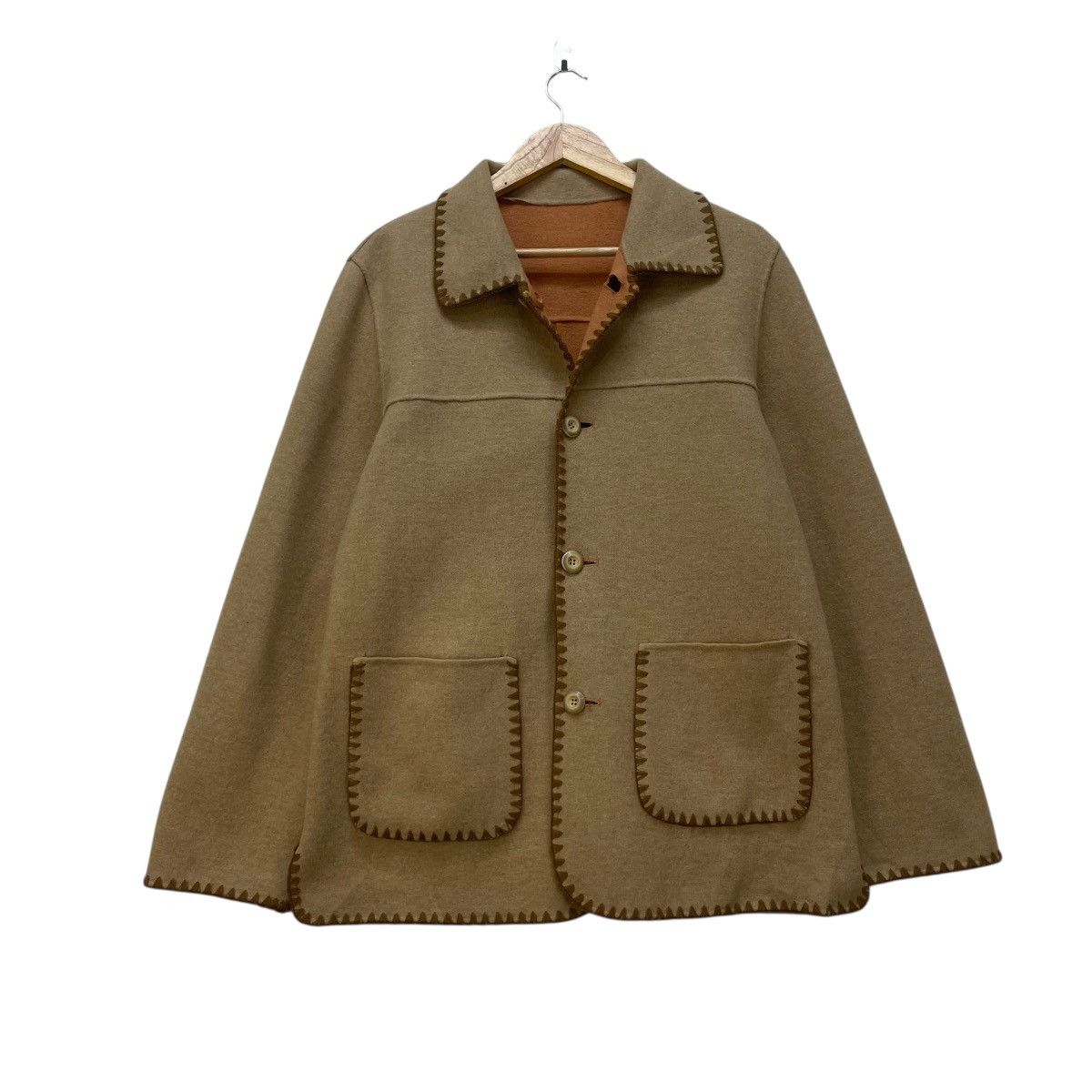 Japanese Brand 🔥Vintage Reversible Hand Made Wool Jacket Size M / US 6-8 / IT 42-44 - 4 Thumbnail