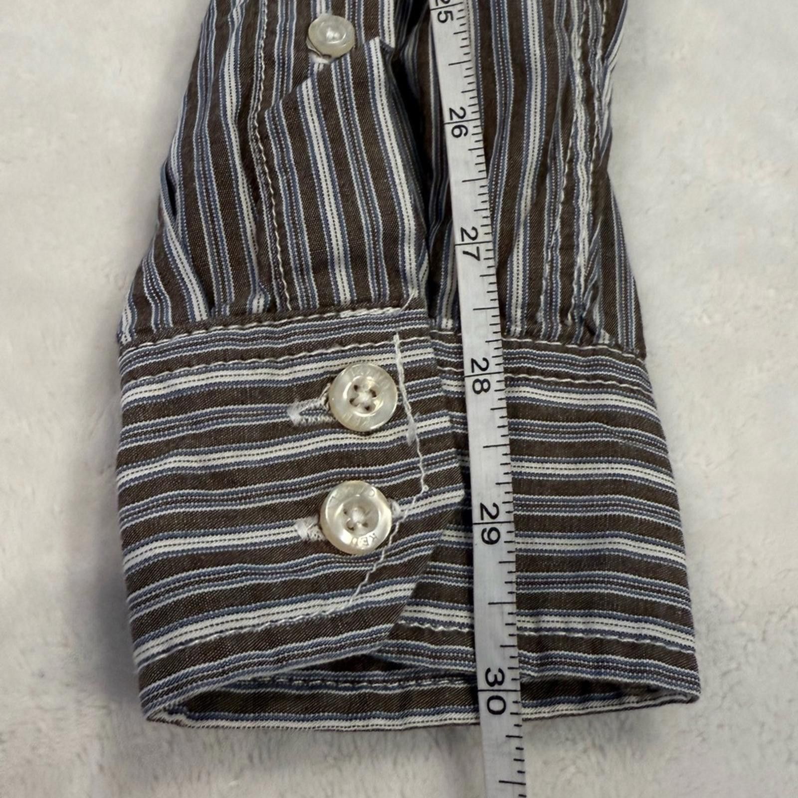 Other Red Camel cotton striped button up neutral colors pocket LG Size L / US 10 / IT 46 - 6 Thumbnail