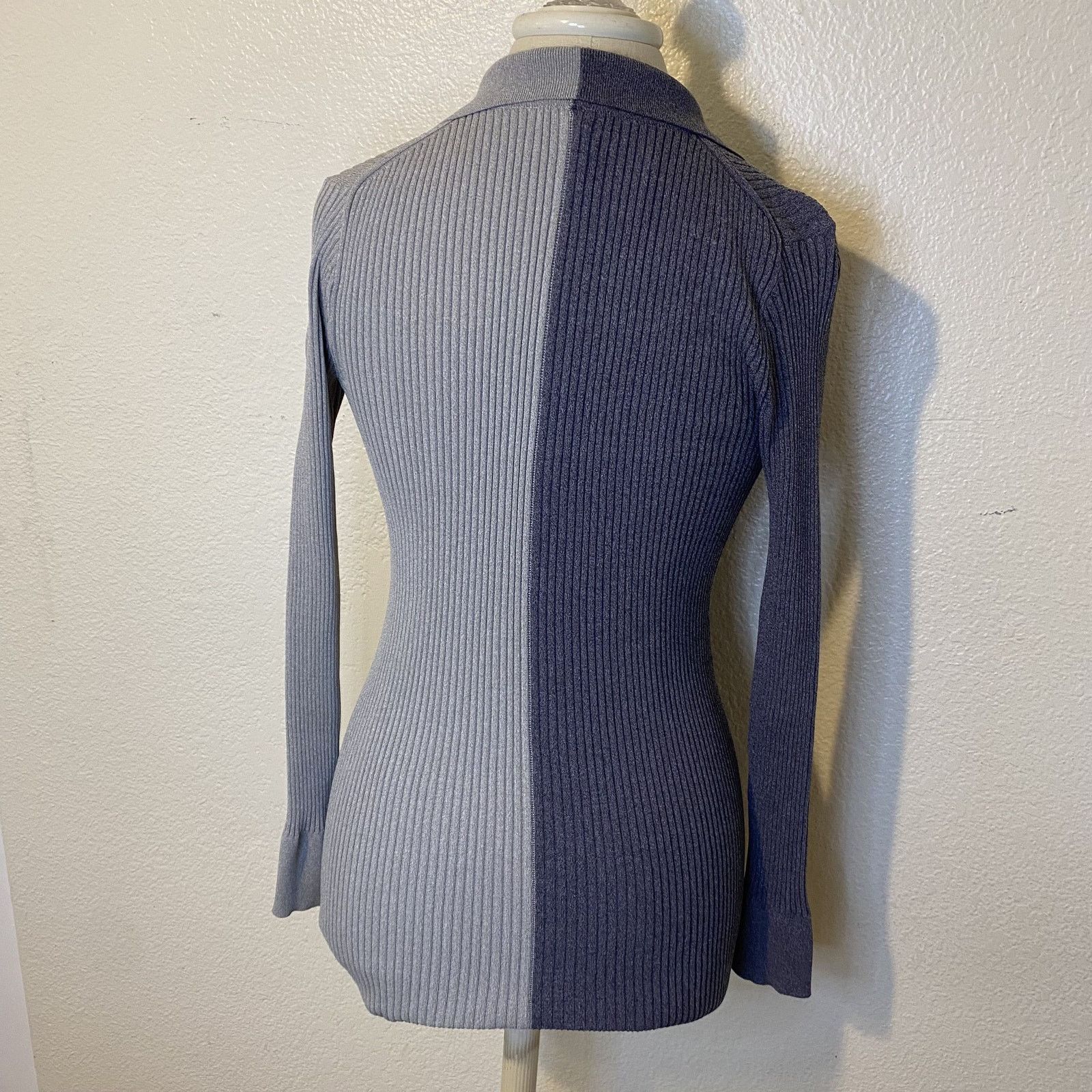 Staud Staud Milton Fama Gray Colorblock Ribbed Long Sleeve Shirt S Size S / US 4 / IT 40 - 4 Thumbnail