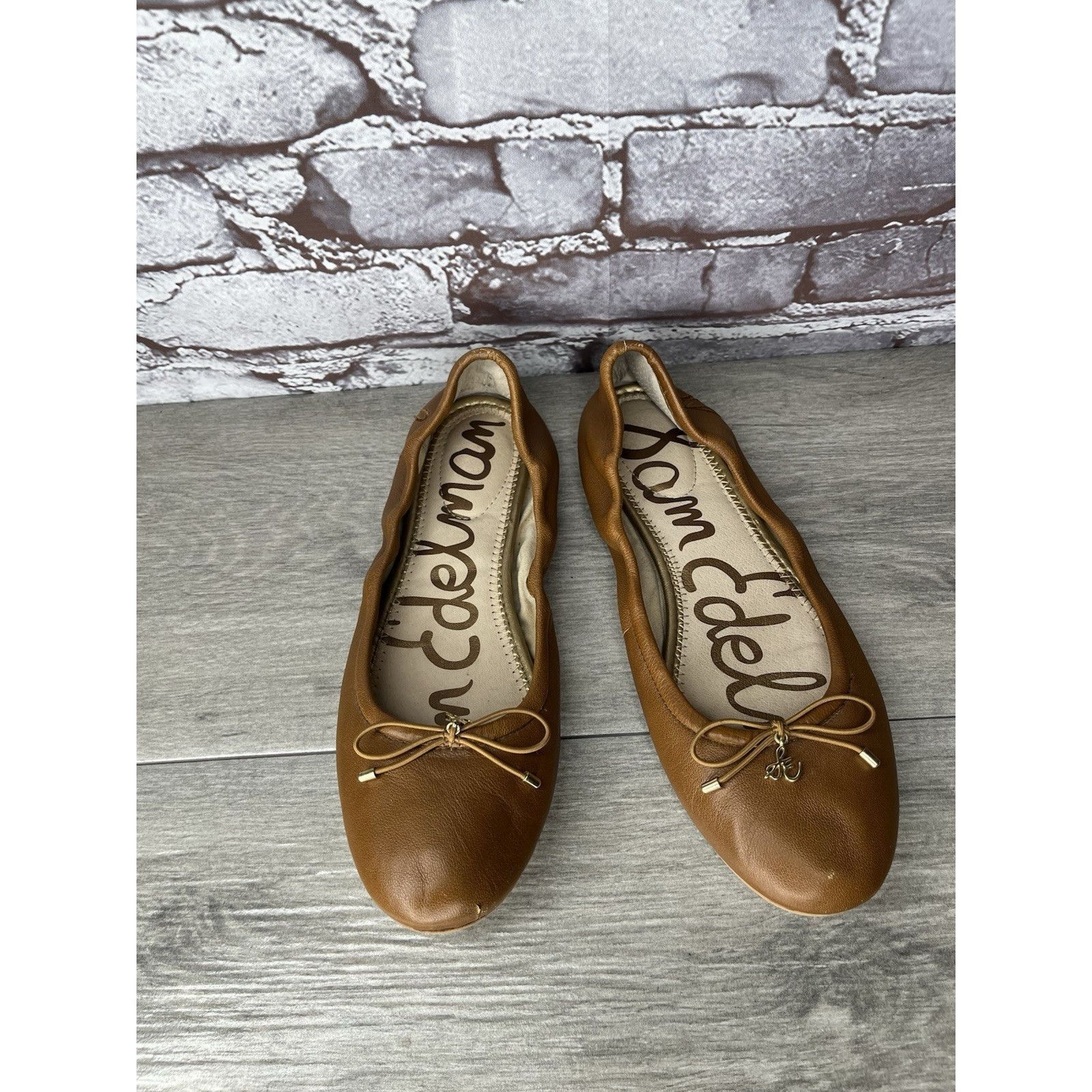 Sam Edelman Sam Edelman Felicia Brown Leather Bow Classic Ballet Flats W Size US 7.5 / IT 37.5 - 16 Thumbnail