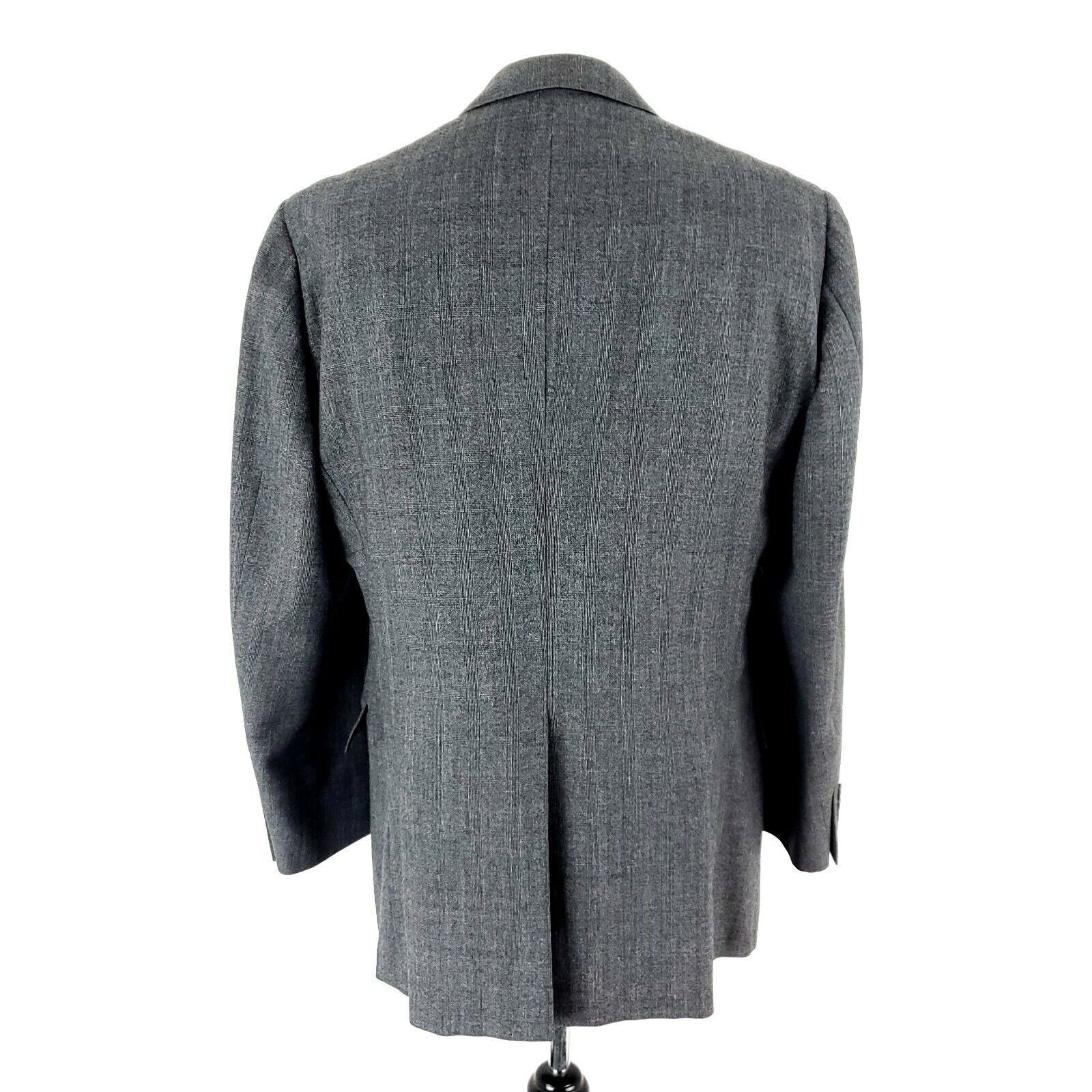 Hart Schaffner Marx Hart Schaffner Marx Wool 2 Button Sport Coat 40R Gray Plaid Size 40R - 5 Thumbnail