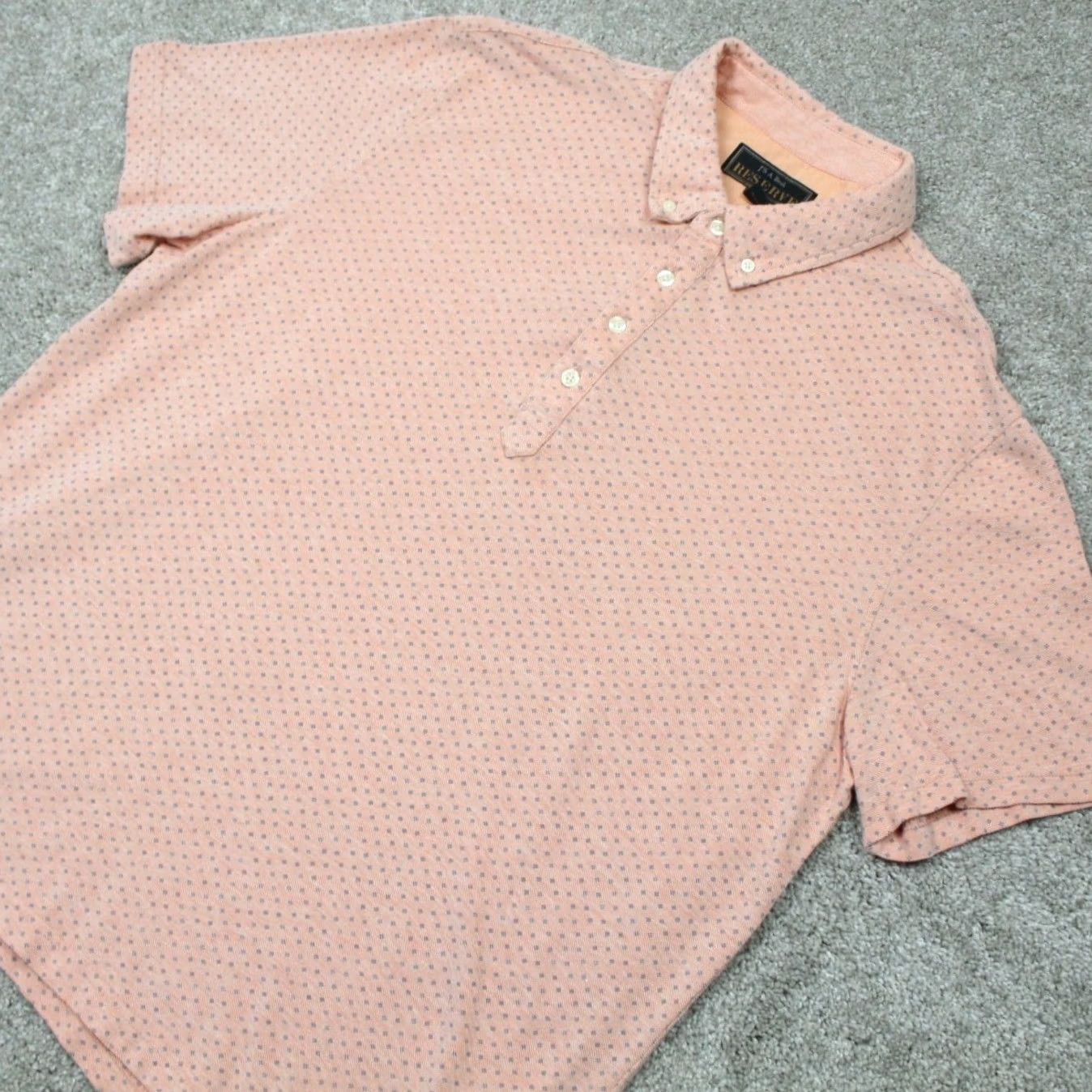 Jos. A. Bank Jos A Bank Polo Shirt Mens XL Pink Geometric Cotton S/S Button-Down Regular Fit Size US XL / EU 56 / 4 - 3 Thumbnail