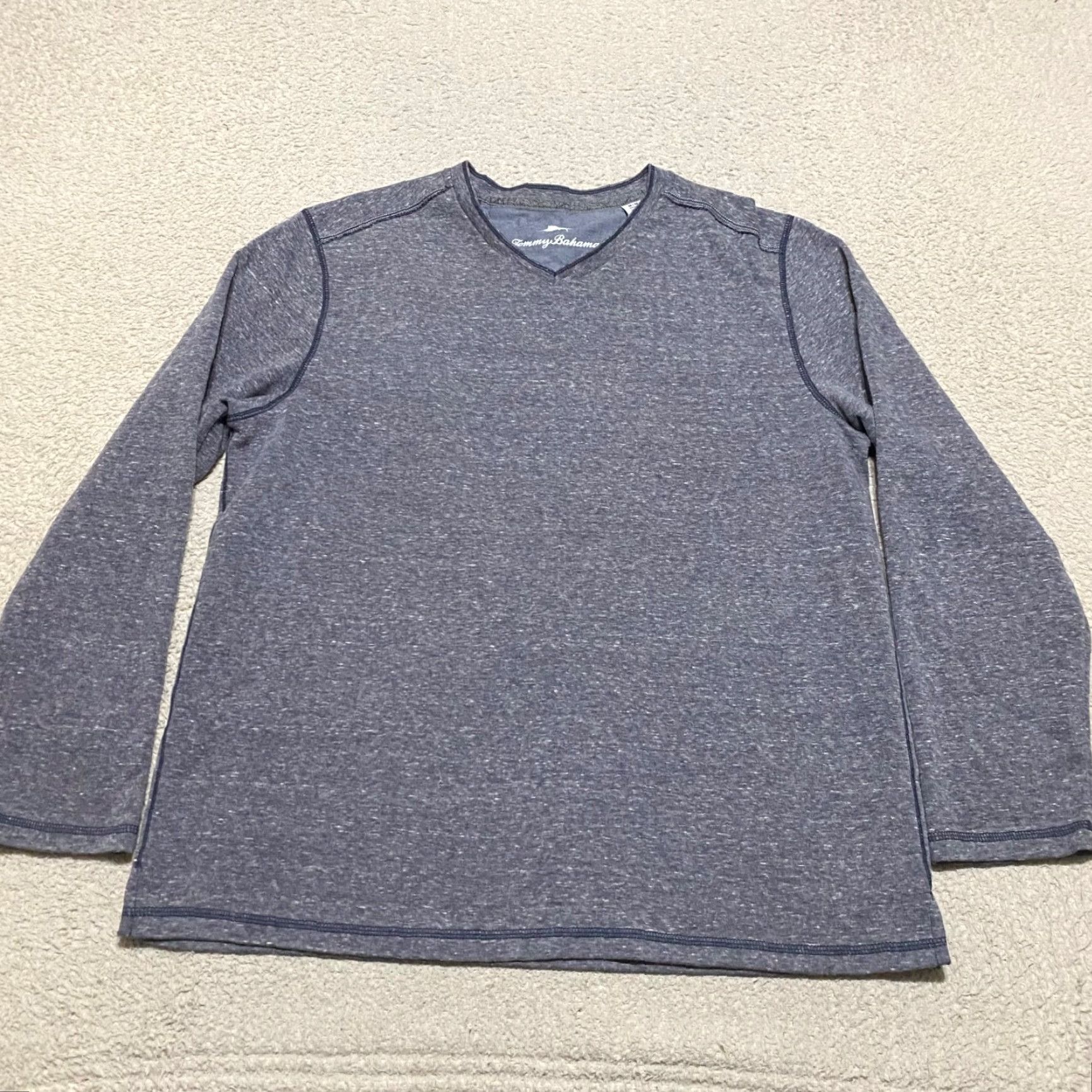 Tommy Bahama Tommy Bahama Mens Shirt Gray V-Neck Long Sleeve Cotton Blend Shirt M Adult Mens Size US M / EU 48-50 / 2 - 2 Thumbnail