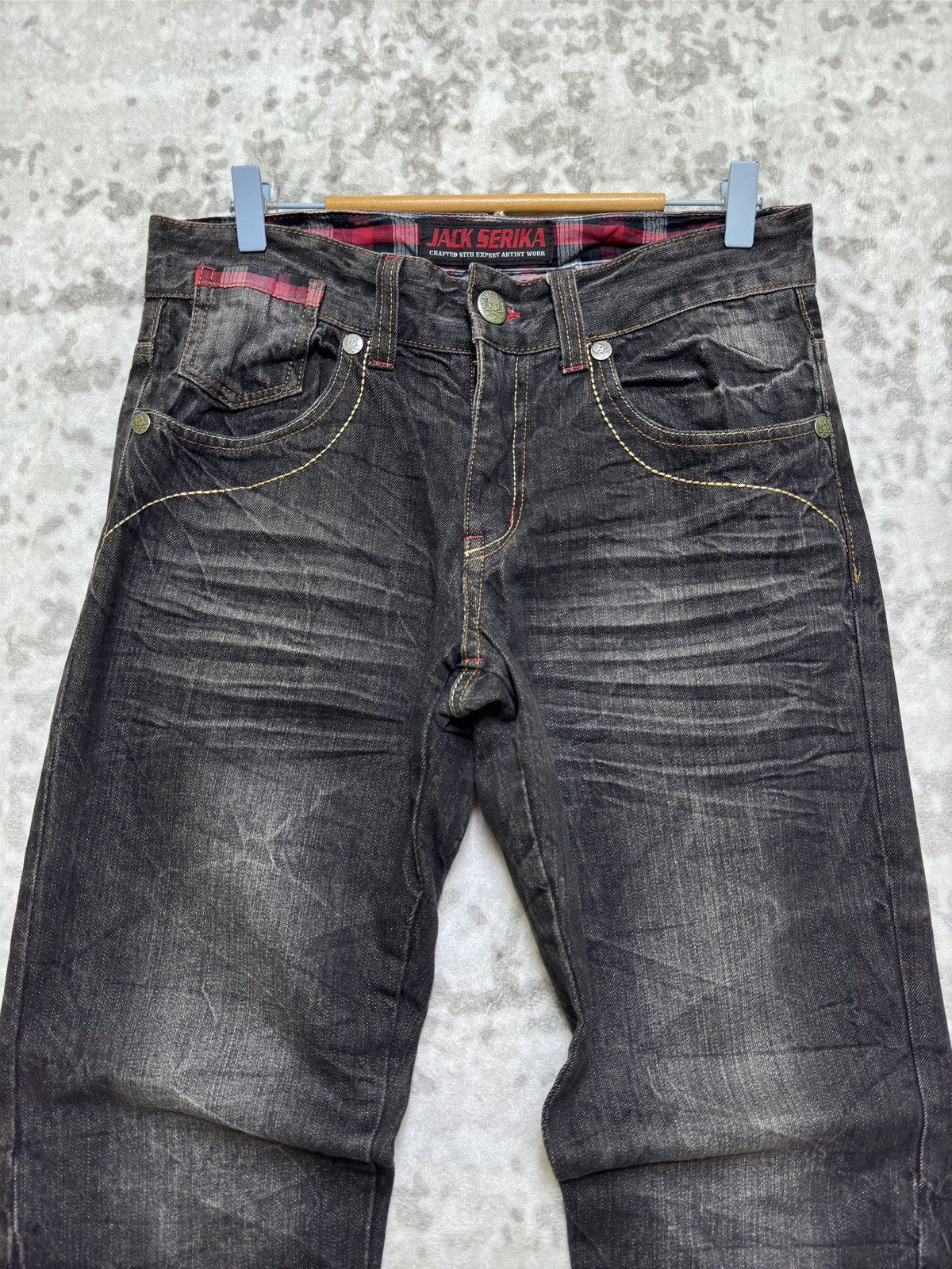Hysteric Glamour Jack Serika Punk Whisker Faded Black Denim Jeans Patch Logo Size US 31 - 3 Thumbnail