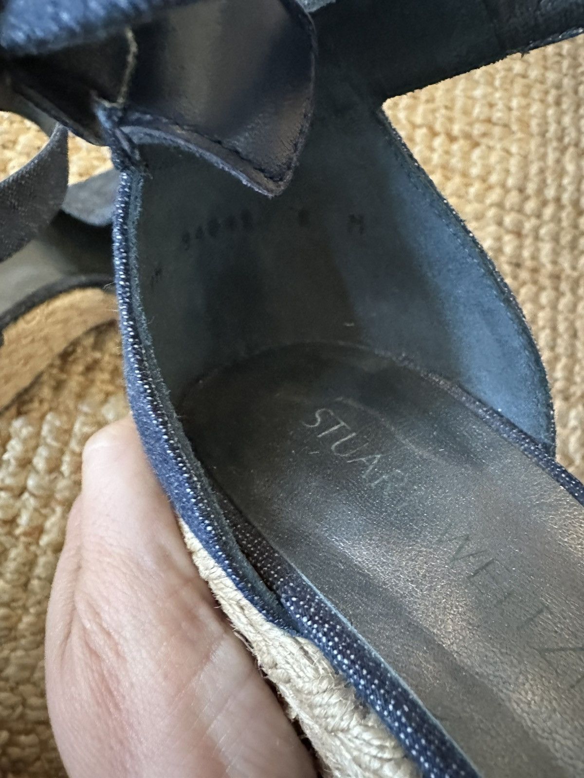 Stuart Weitzman STUART WEITZMAN SOHO DENIM ESPADRILLE WEDGE SANDAL SIZE 8 Size US 8 / IT 38 - 6 Thumbnail