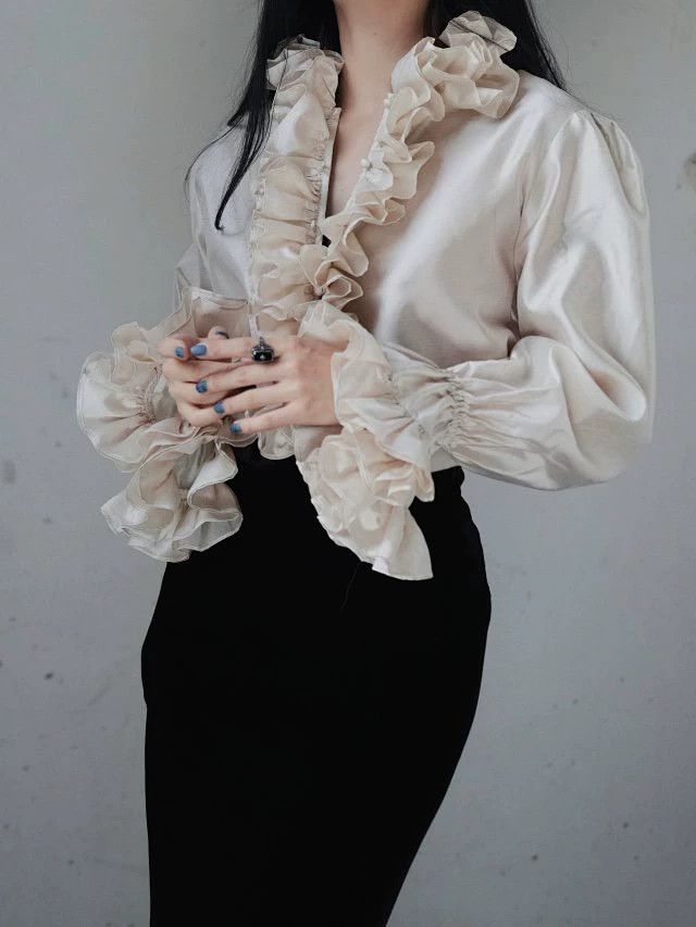 Other Koukou Daio Vntg Vampire Ascetic Silk Bishop Ruffle Shirt Size M / US 6-8 / IT 42-44 - 2 Thumbnail